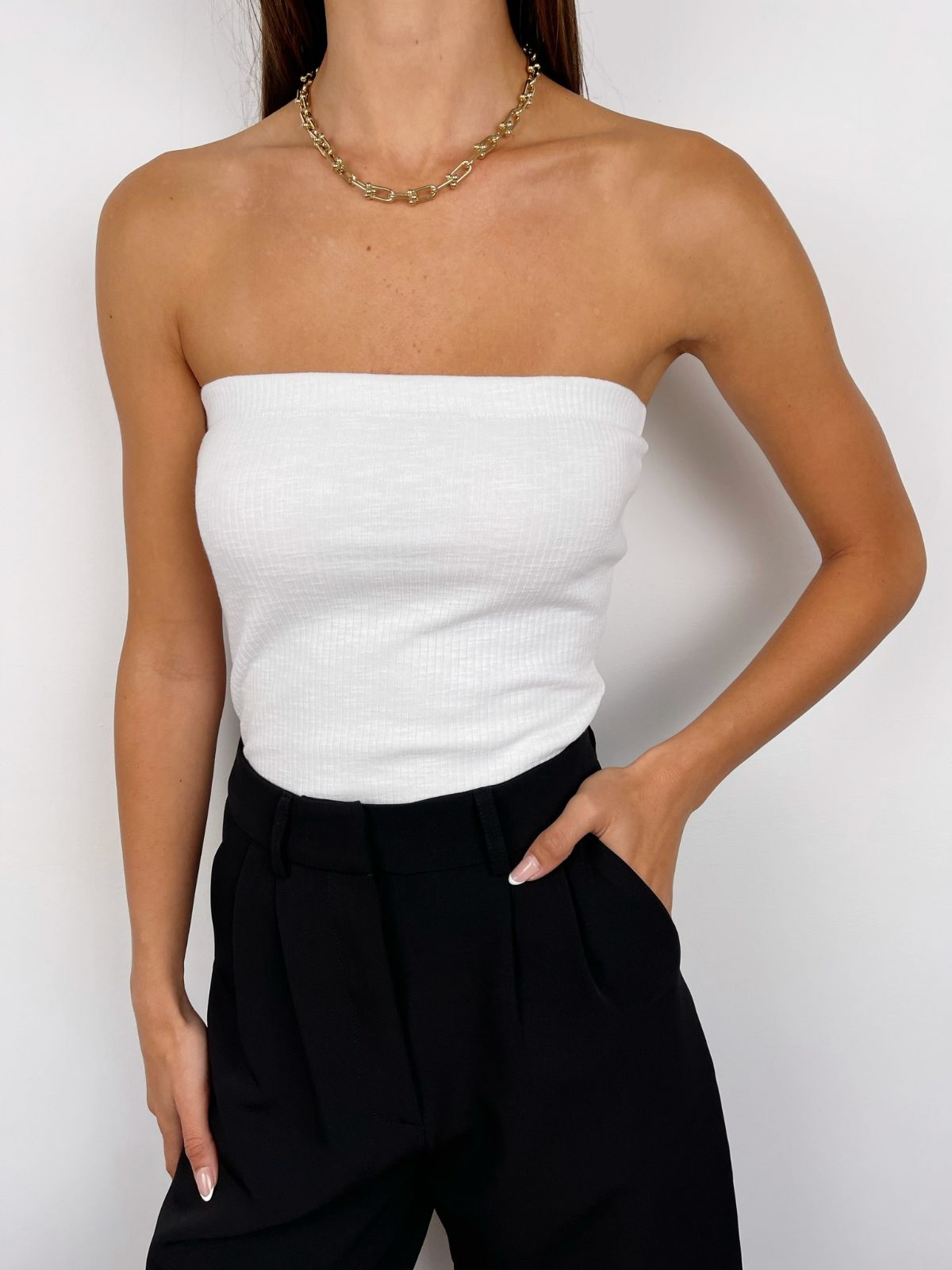 סטרפלס סריג בטקסטורת פסים - ITAY BRANDS