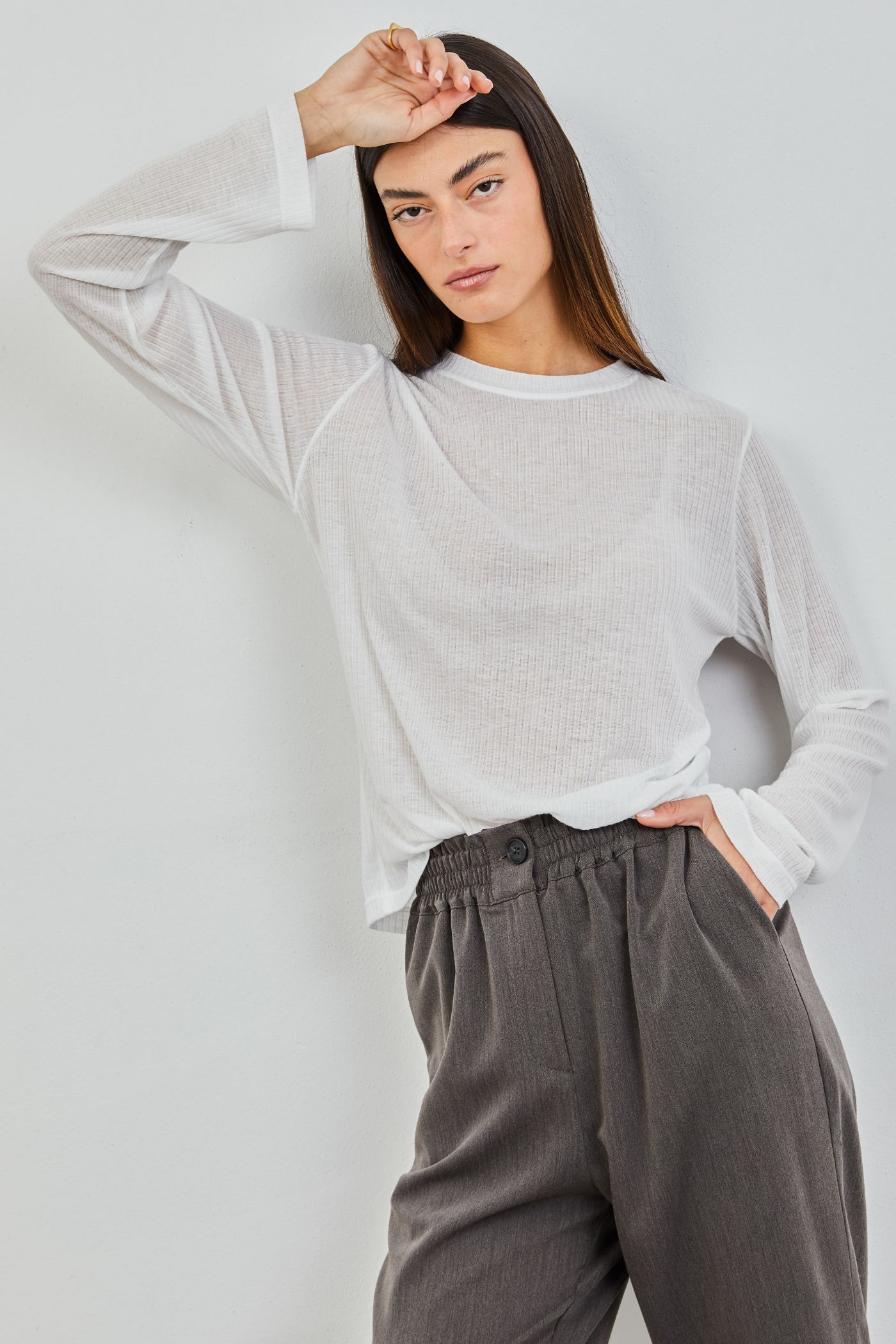 חולצה ארוכה רכה בטקסטורת פסים - ITAY BRANDS