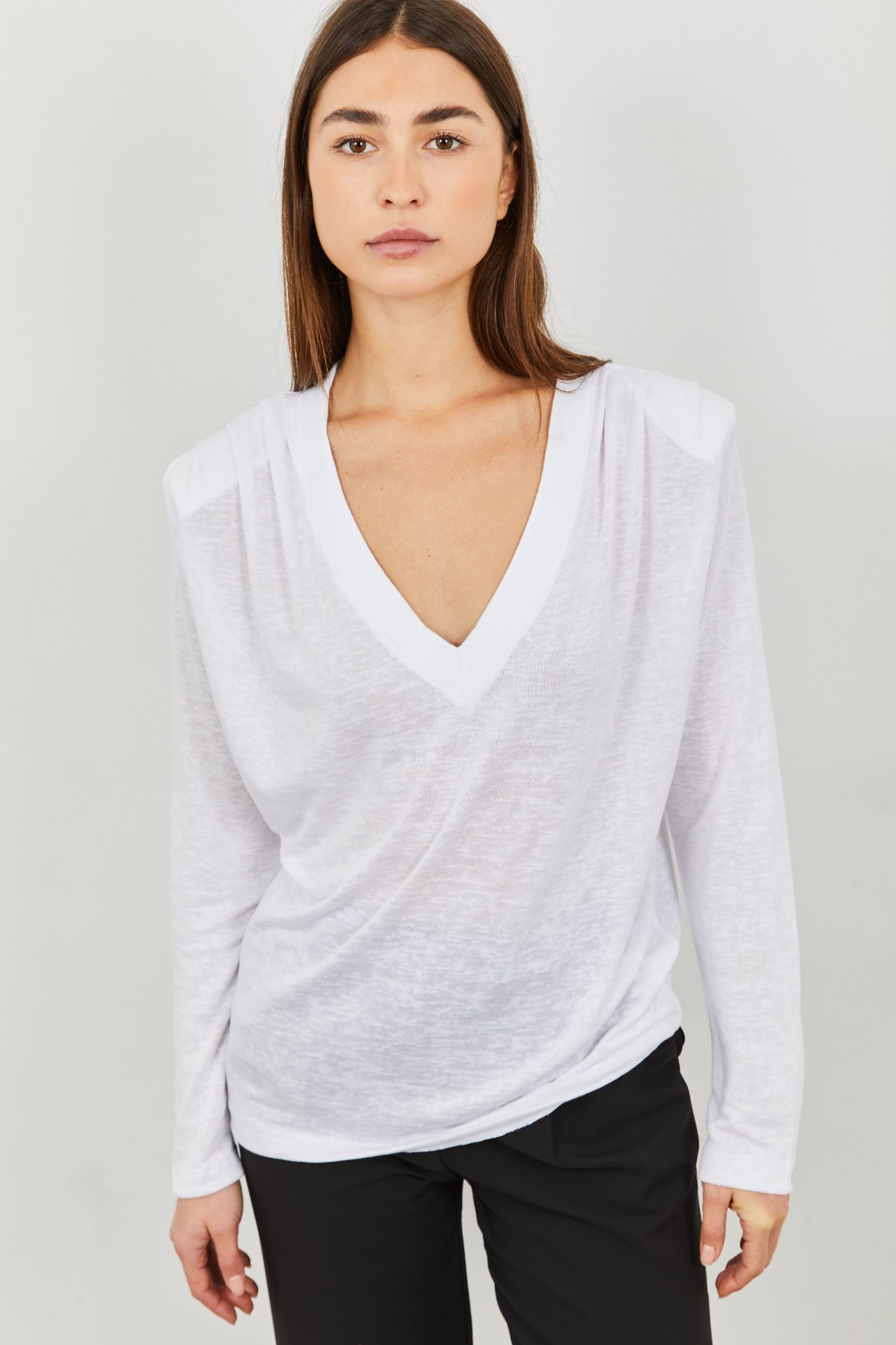 חולצת וי ארוכה כריות בכתפיים - ITAY BRANDS