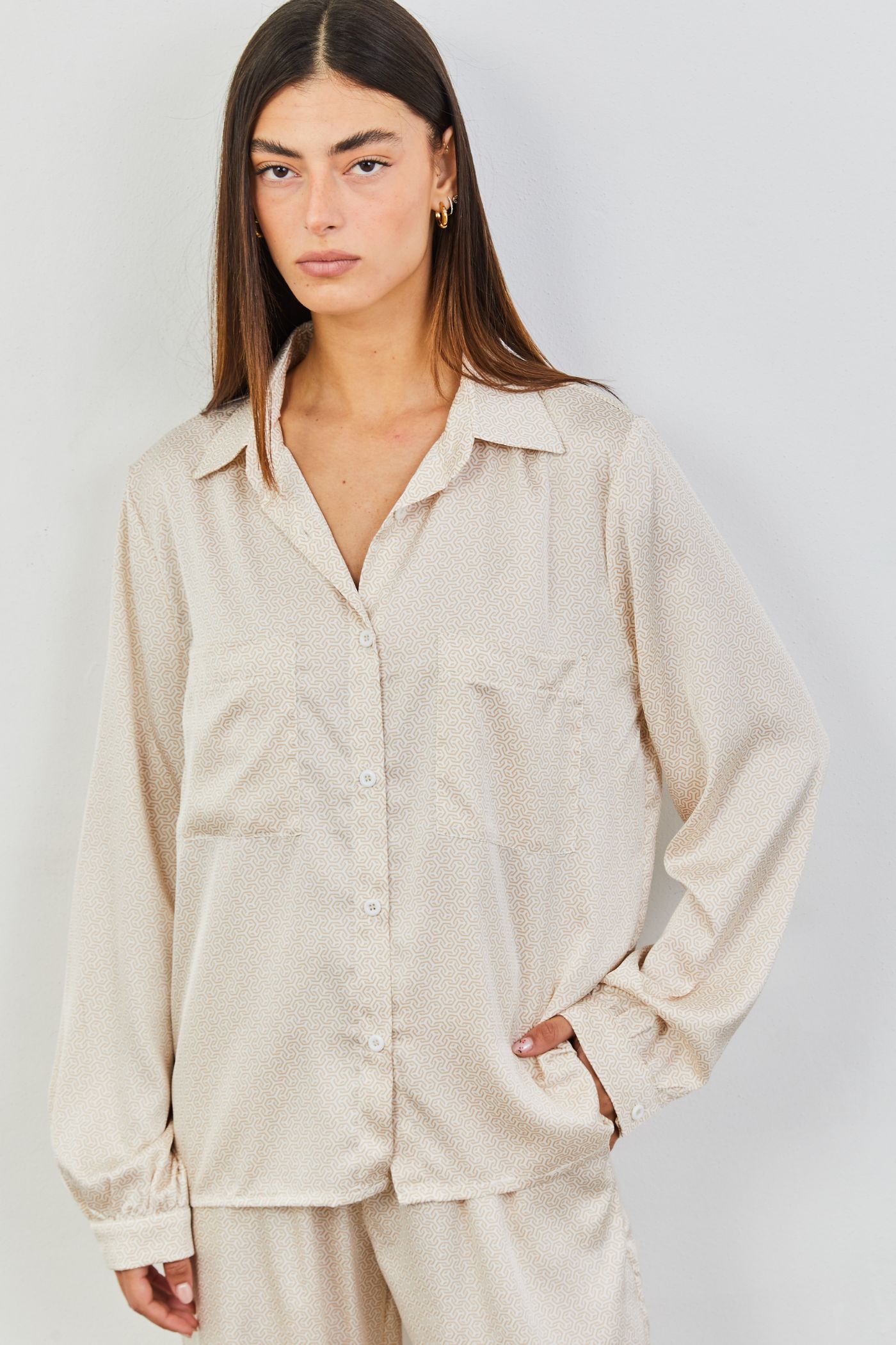 חליפה במראה סטן בהדפס - ITAY BRANDS