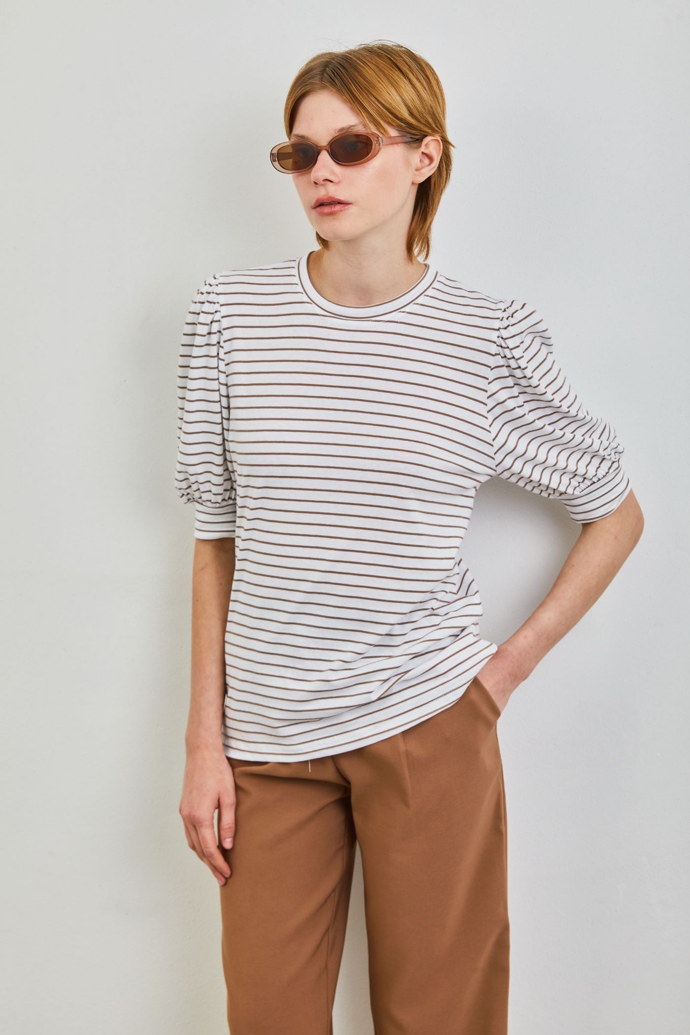 חולצת פסים שרוולים נפוחים - ITAY BRANDS