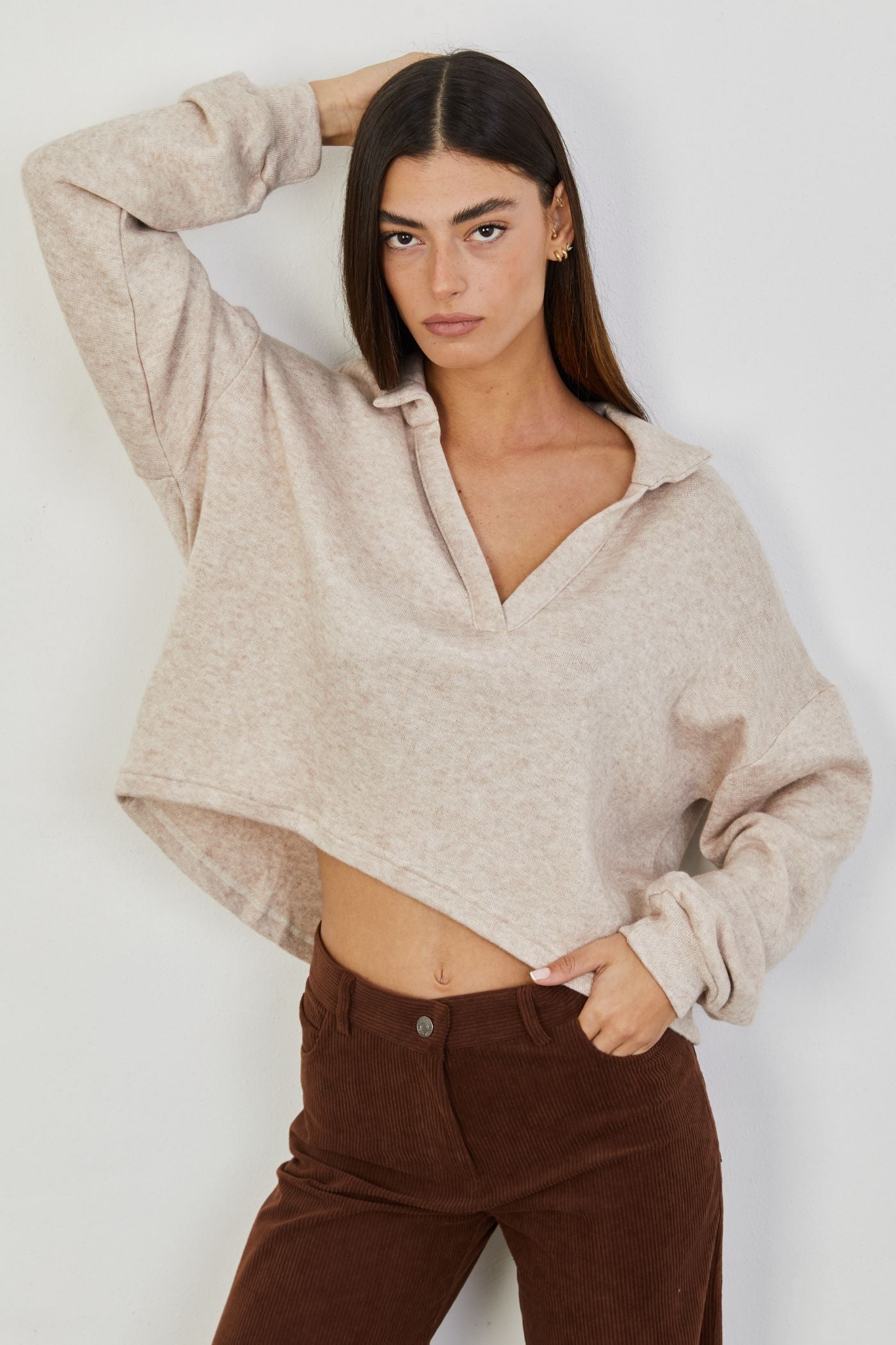 סריג קרופ בשילוב צווארון - ITAY BRANDS