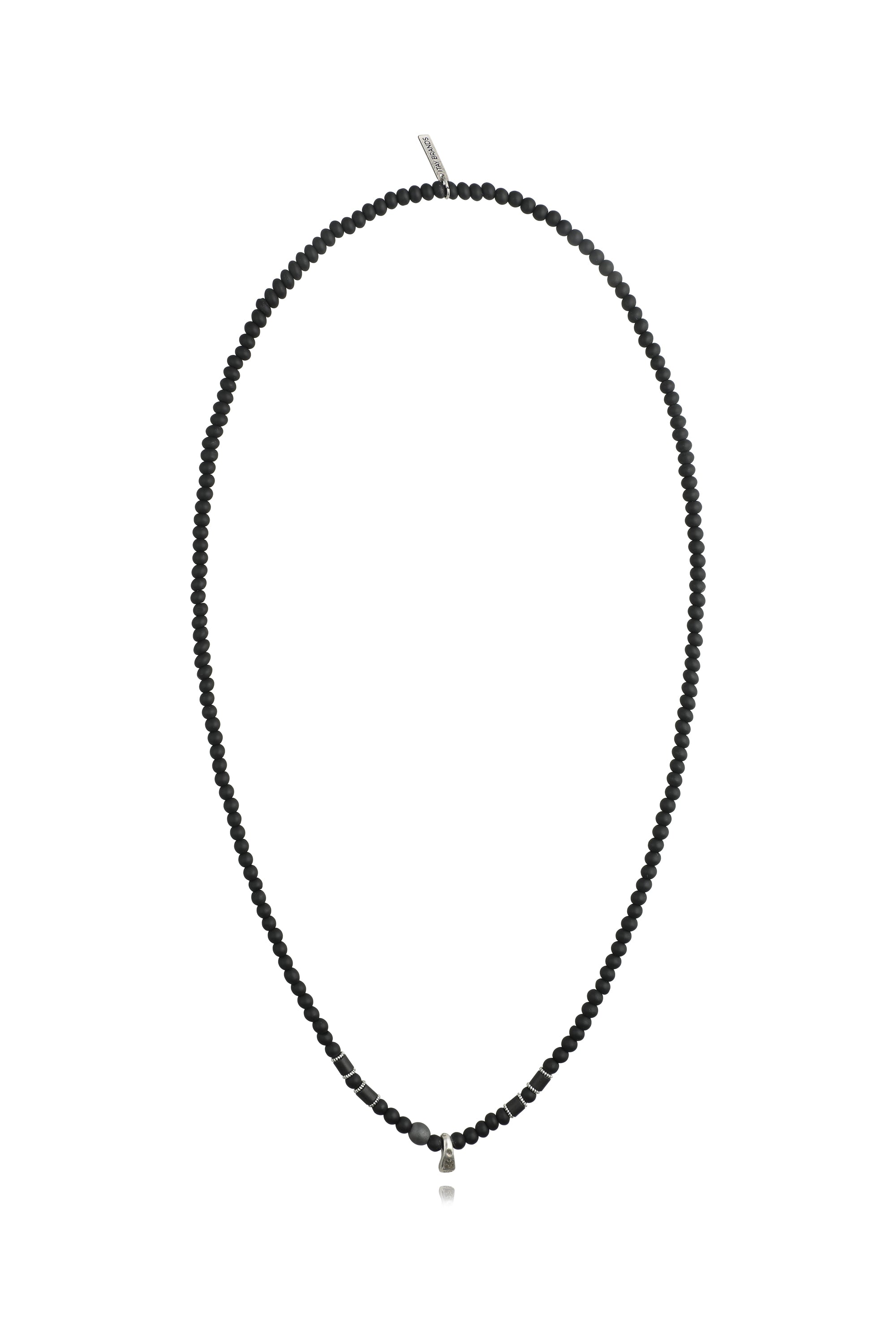 שרשרת שחור מט עם תליון דמוי שן