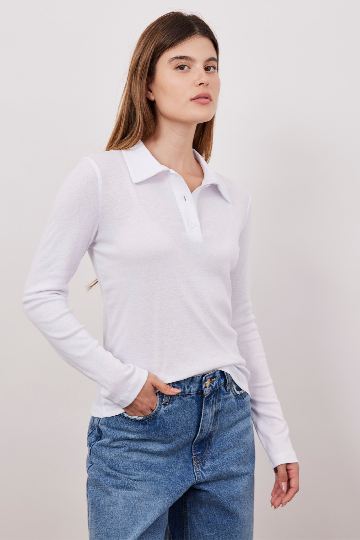 חולצה ארוכה עם צווארון מכופתר