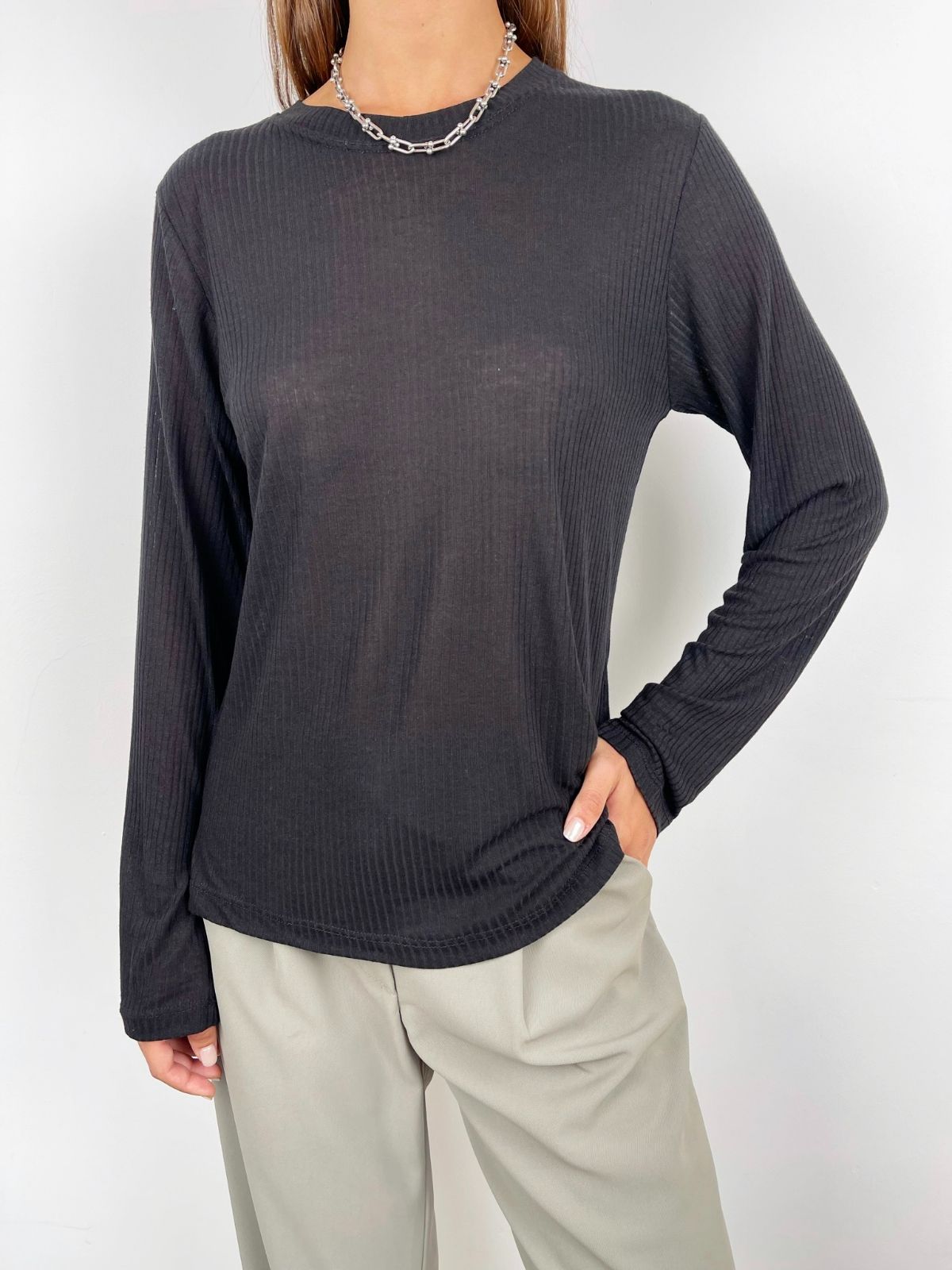 חולצה ארוכה רכה בטקסטורת פסים - ITAY BRANDS