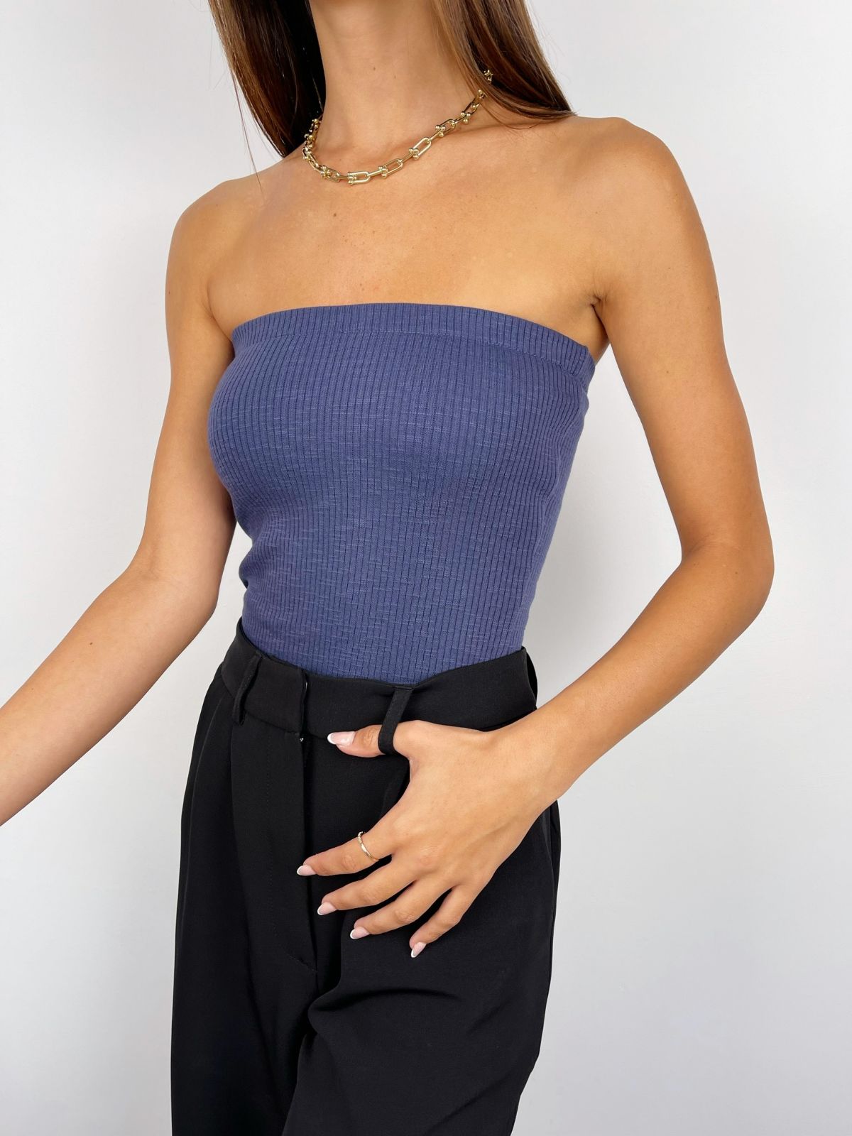 סטרפלס סריג בטקסטורת פסים - ITAY BRANDS