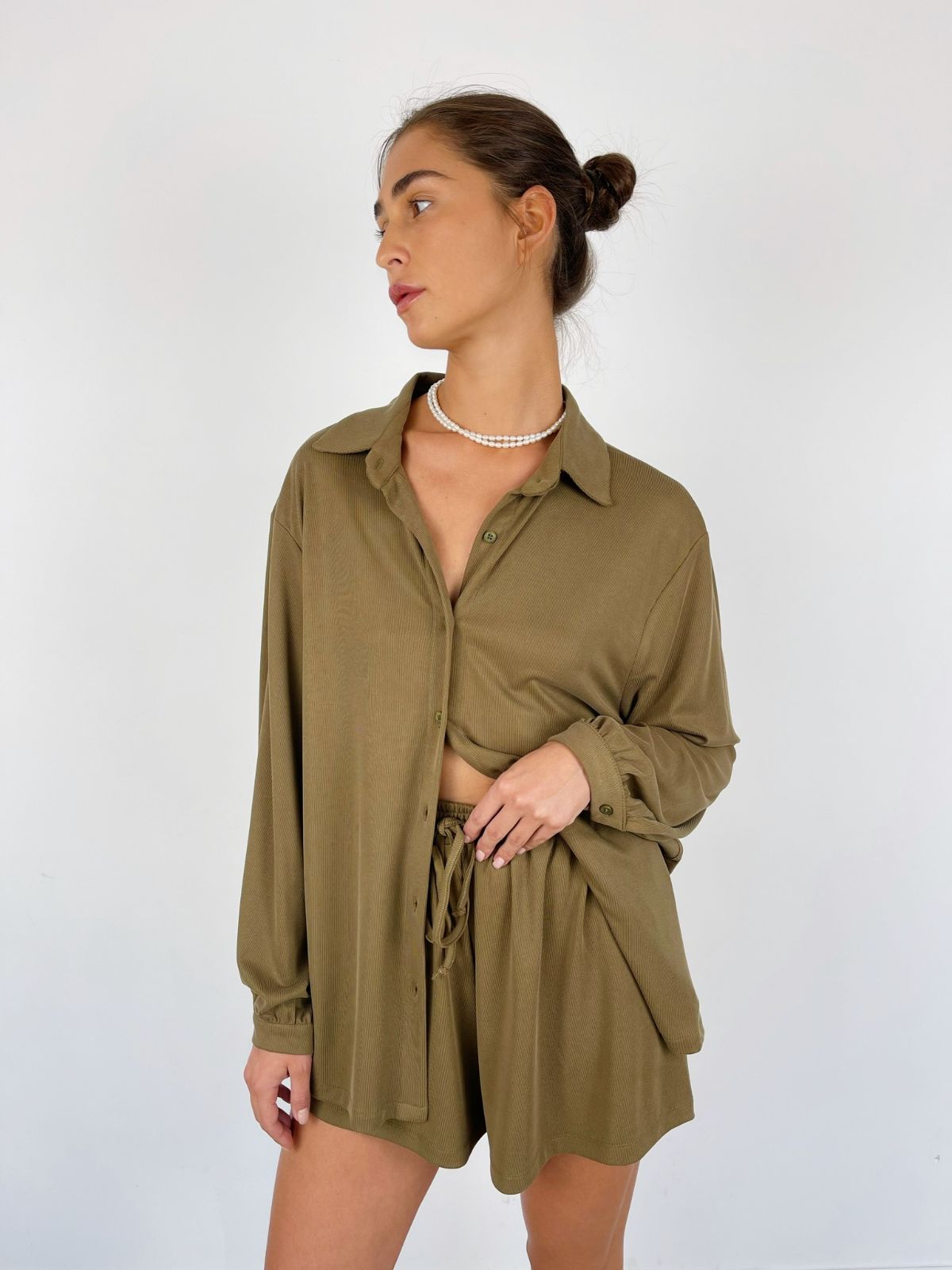 חליפת אוברסייז קצרה בד נשפך - ITAY BRANDS