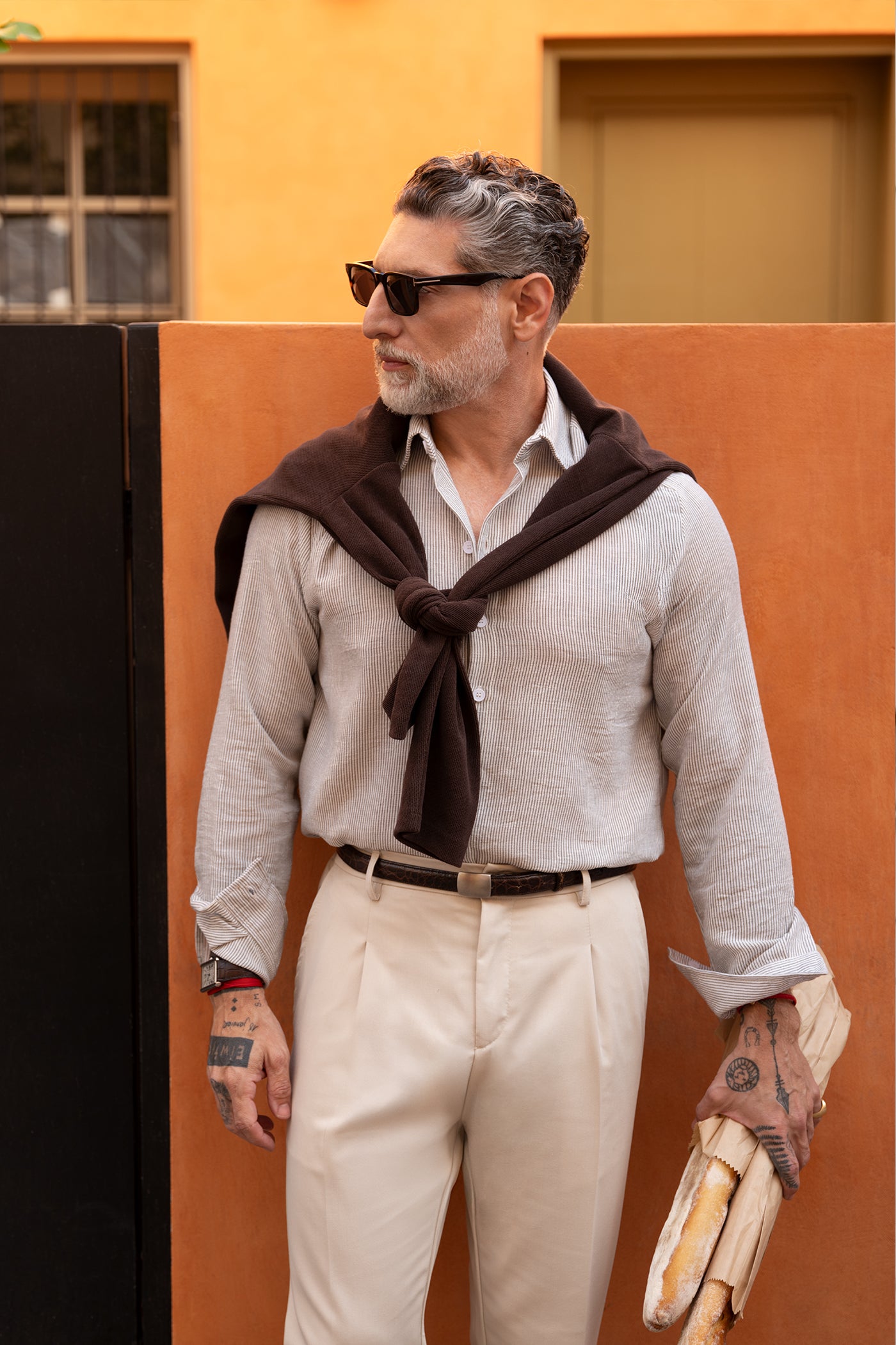 חולצה מכופתרת בטקסטורת פסים