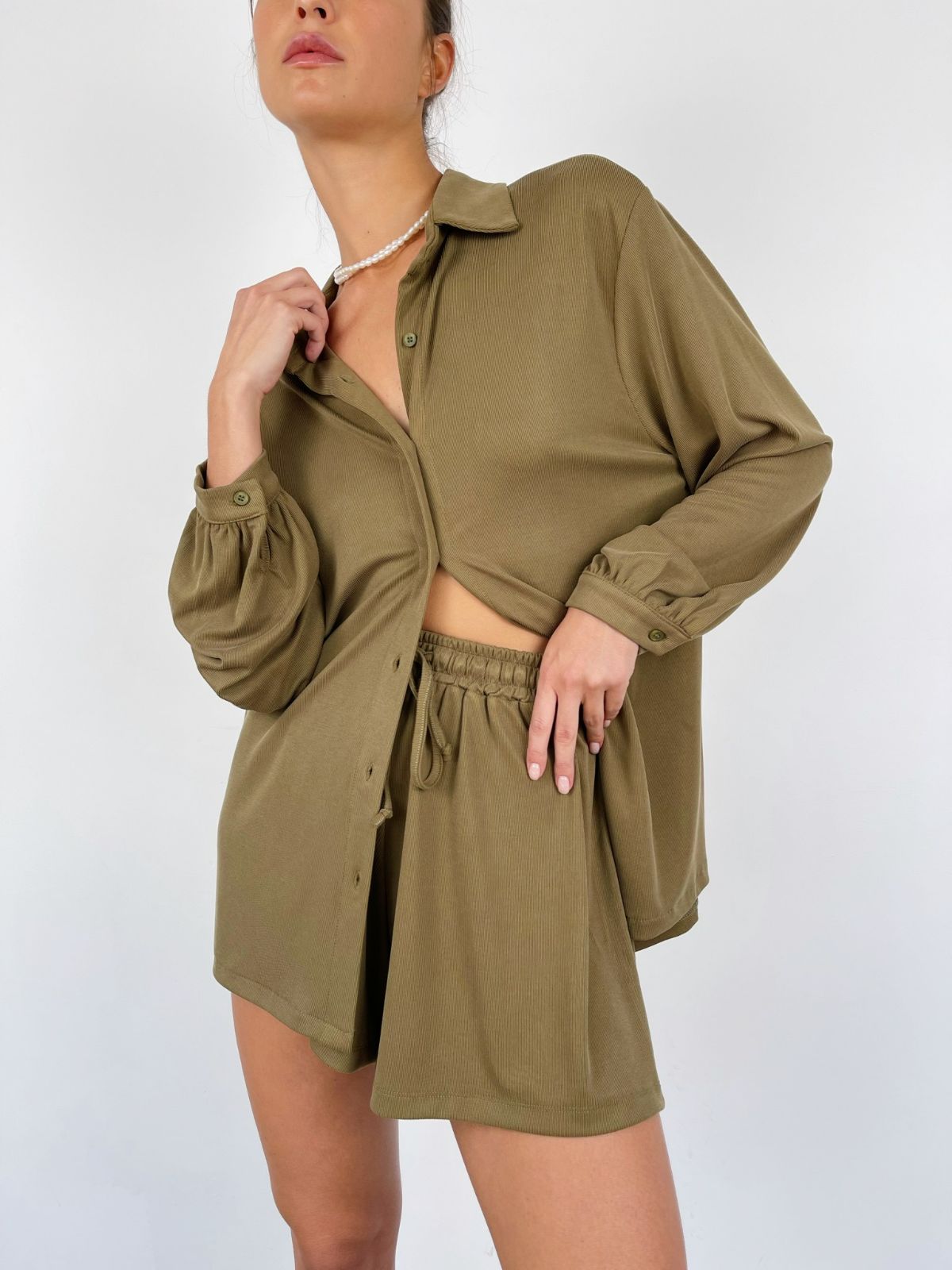 חליפת אוברסייז קצרה בד נשפך - ITAY BRANDS