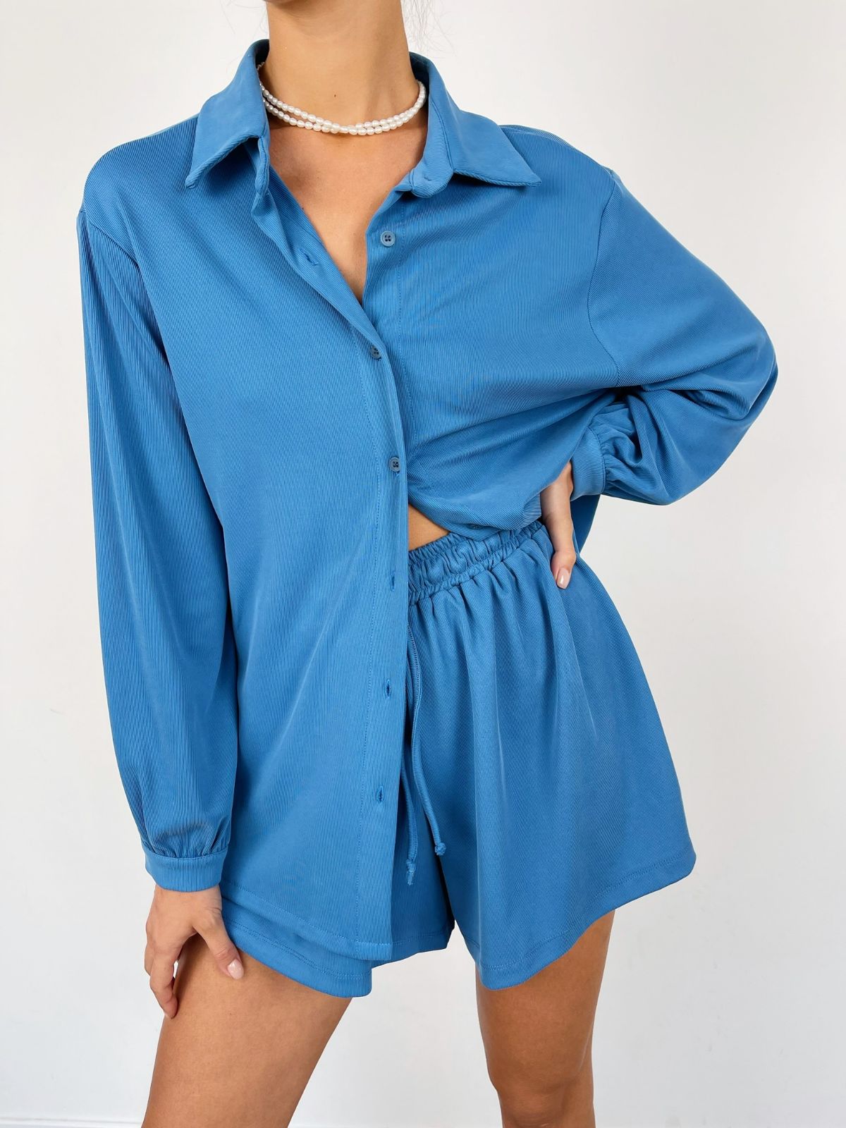 חליפת אוברסייז קצרה בד נשפך - ITAY BRANDS