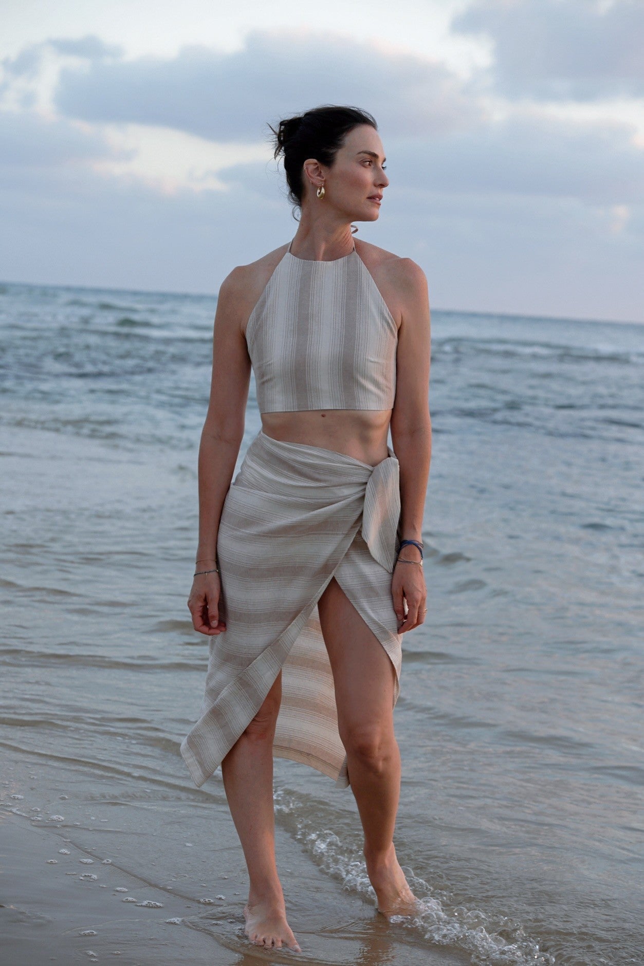 סט חצאית וטופ בשילוב פשתן - ITAY BRANDS