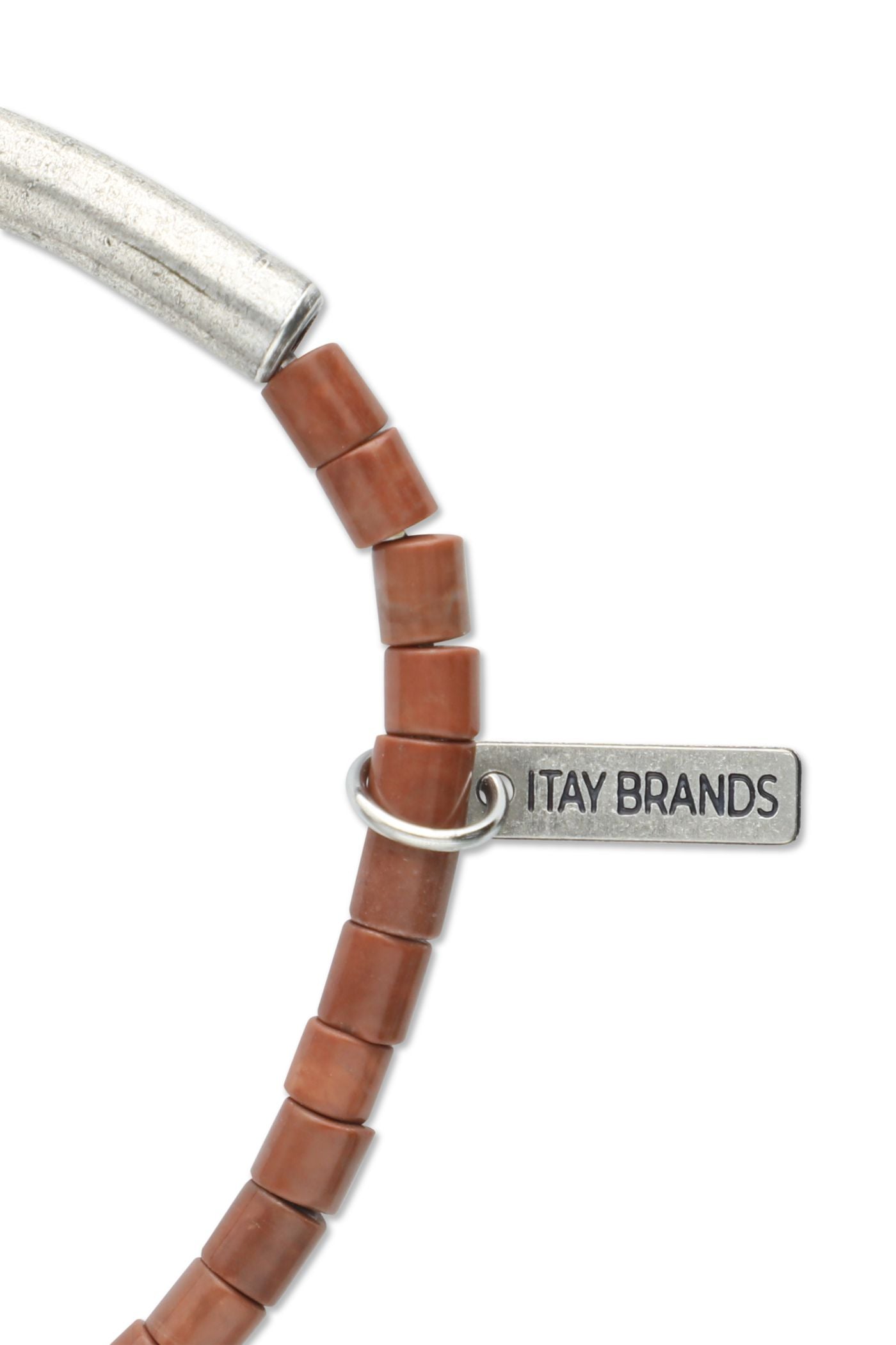 צמיד אבני ג'ספר עם צינור מתכת