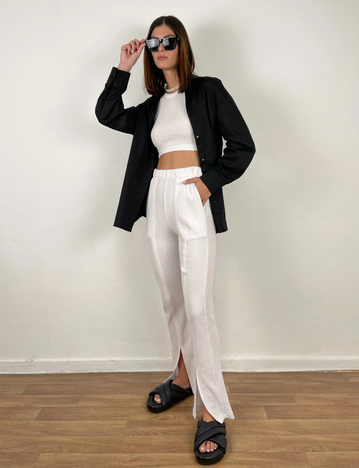 מכנסי וופל שסעים קדמיים - ITAY BRANDS