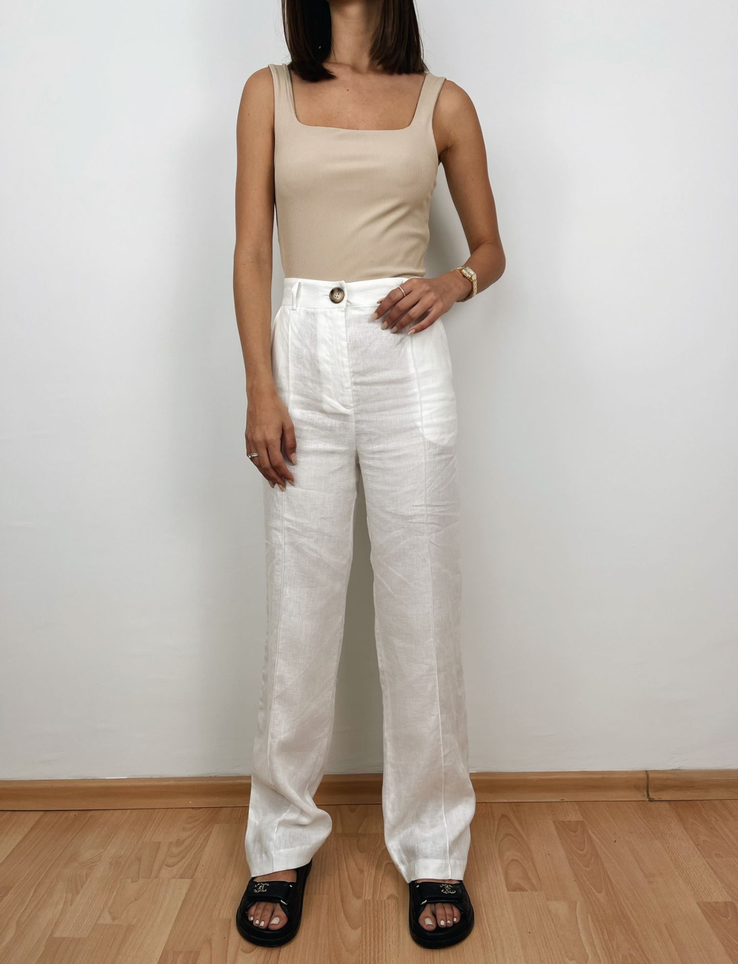 מכנסי דמוי פשתן תיפורים בולטים - ITAY BRANDS