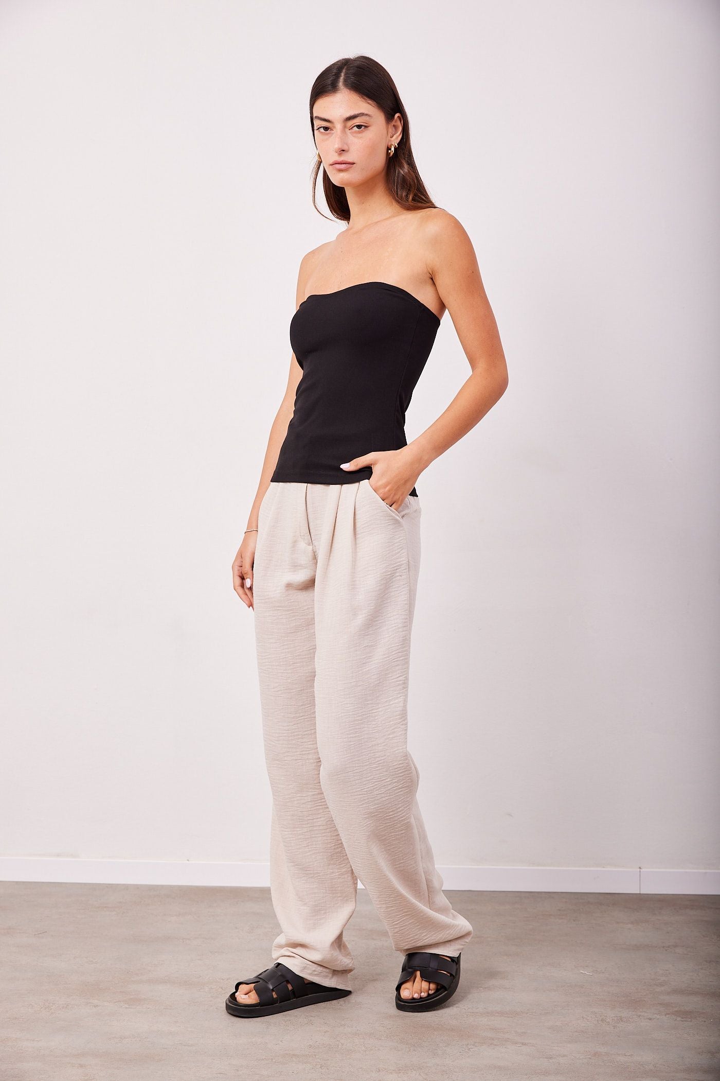 מכנסיים מחוייטים משולבים פשתן - ITAY BRANDS