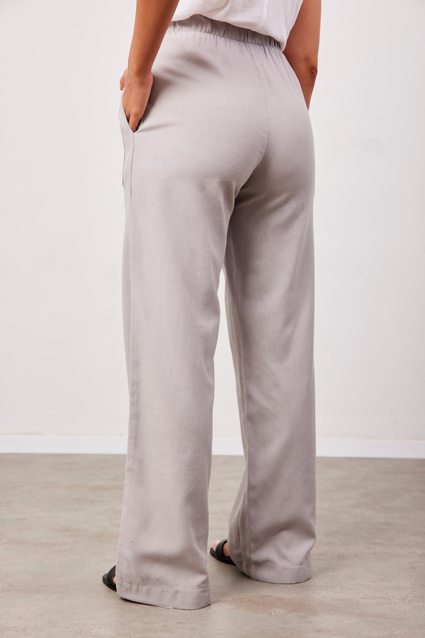 מכנסיים בשילוב פשתן עם כיסים קדמיים - ITAY BRANDS