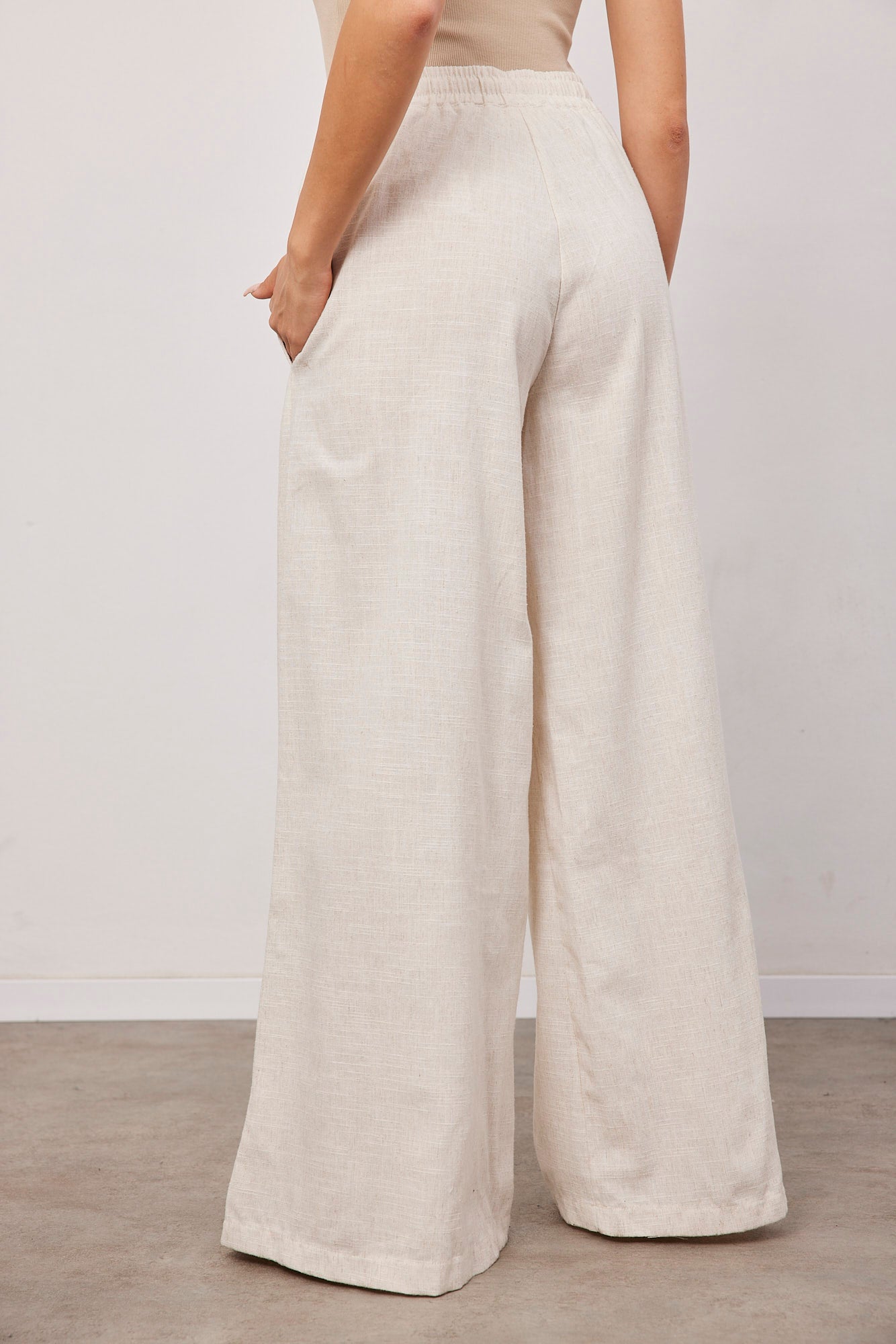 מכנסיים מתרחבים בשילוב פשתן - ITAY BRANDS