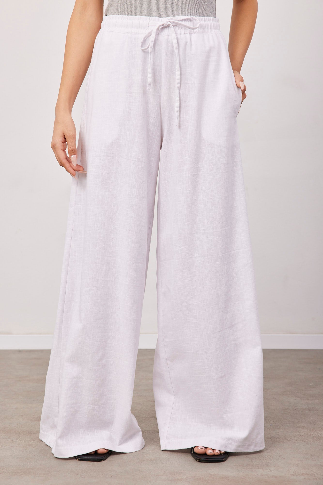 מכנסיים מתרחבים בשילוב פשתן - ITAY BRANDS