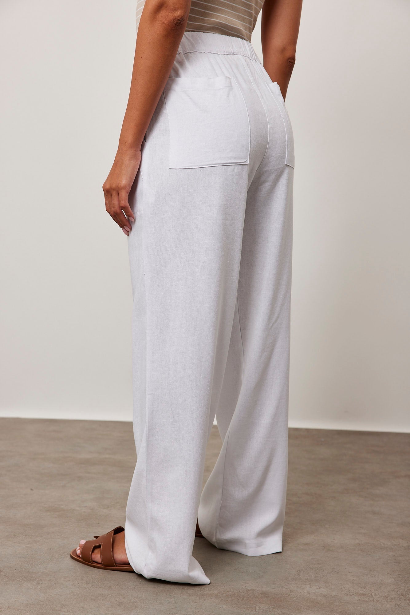 מכנסיים ארוכים בשילוב בד פשתן - ITAY BRANDS