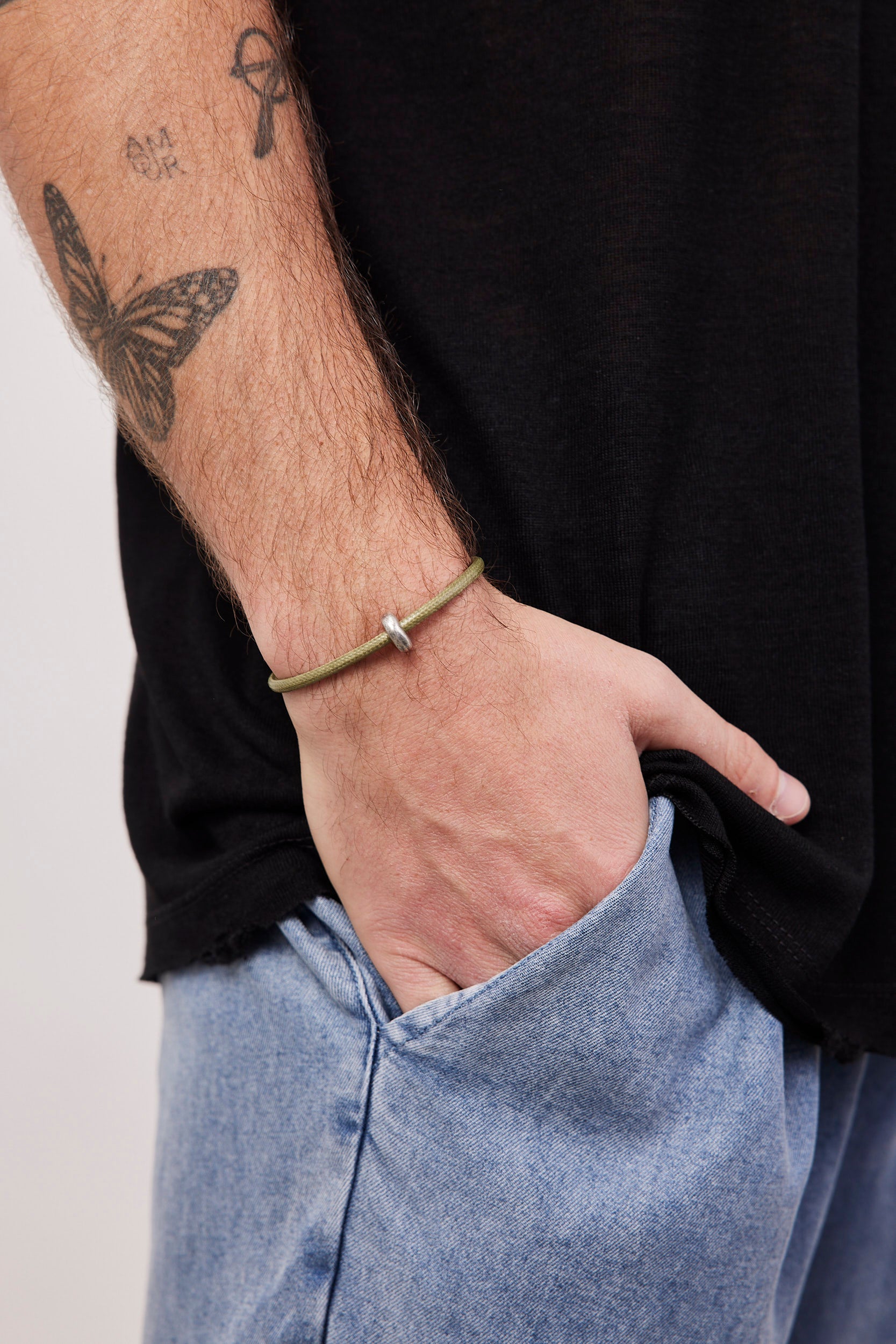 צמיד חבל בגוון זית