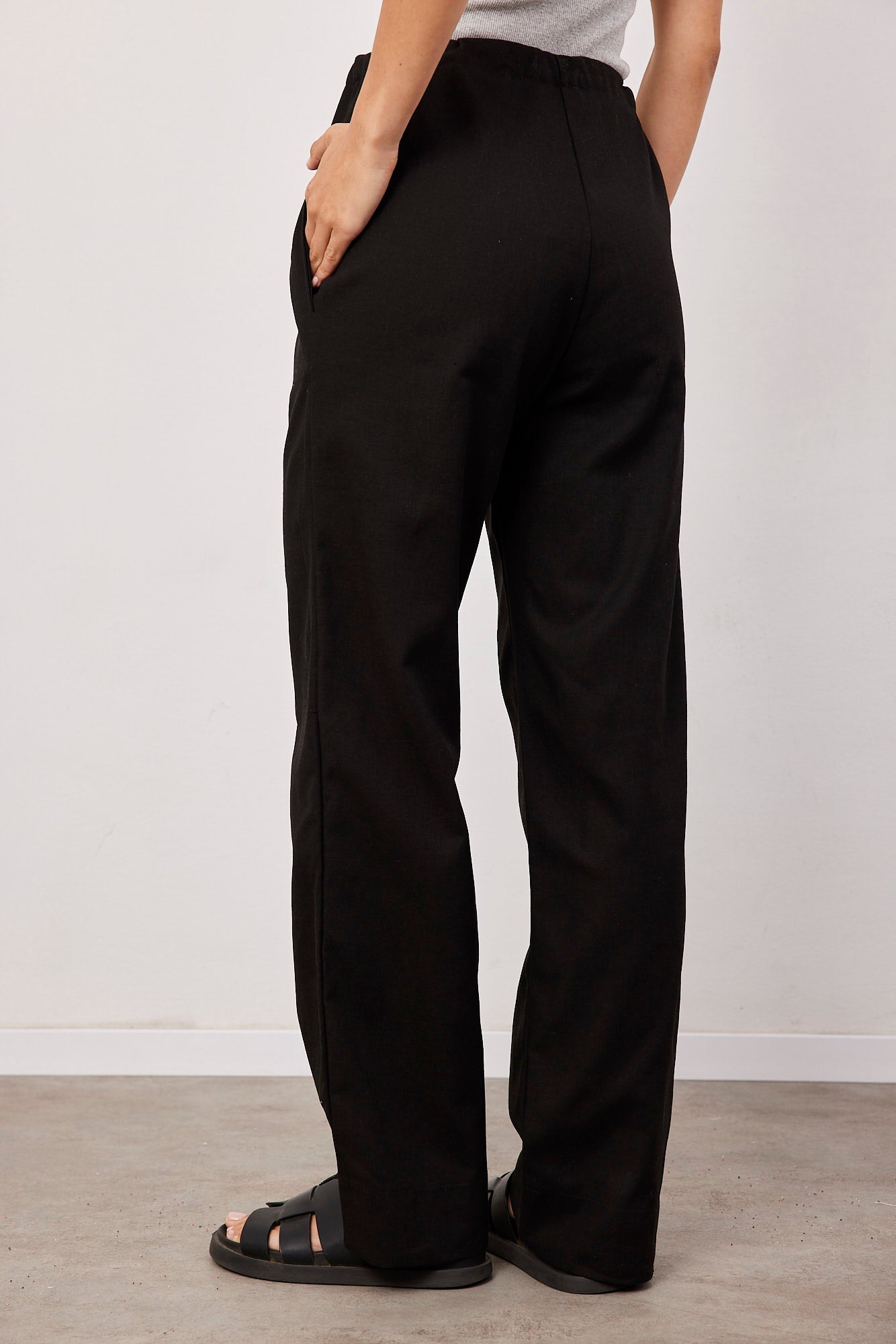 מכנסיים בשילוב פשתן בגזרה רחבה - ITAY BRANDS