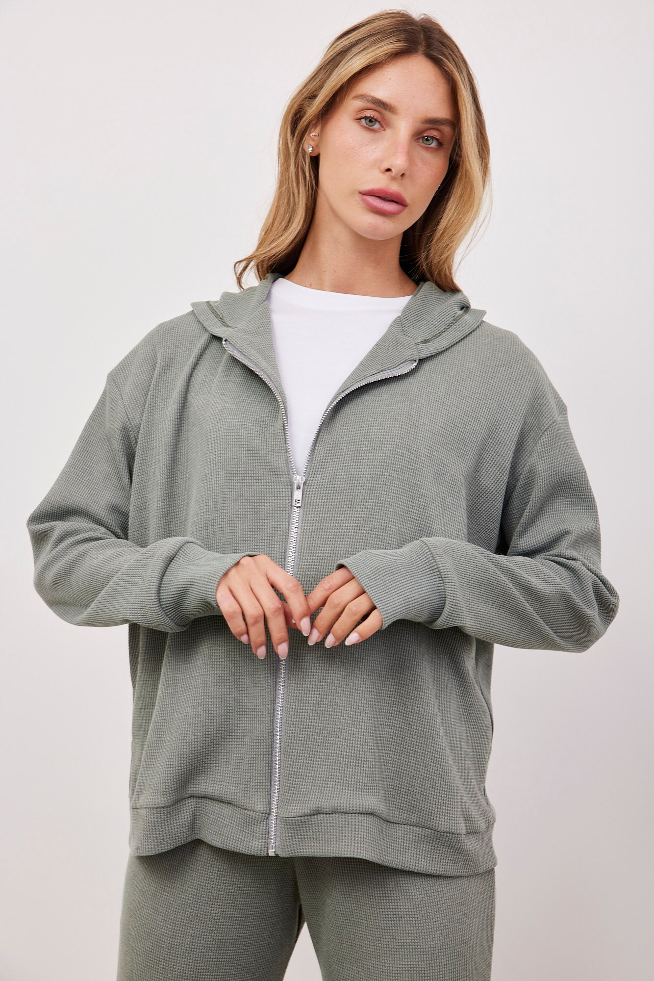 סווטשירט קפוצ'ון מבד וופל - ITAY BRANDS