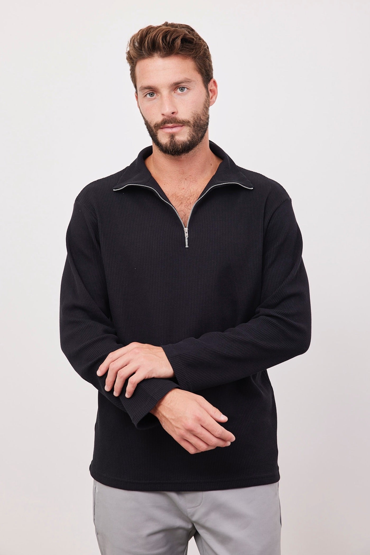 חולצת פיקה עם צווארון בשילוב רוכסן - ITAY BRANDS