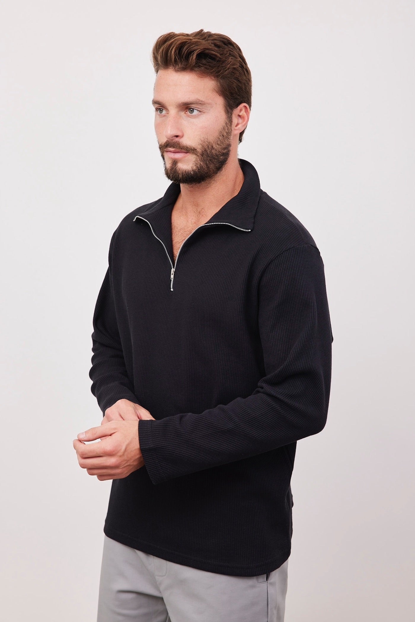 חולצת פיקה עם צווארון בשילוב רוכסן - ITAY BRANDS