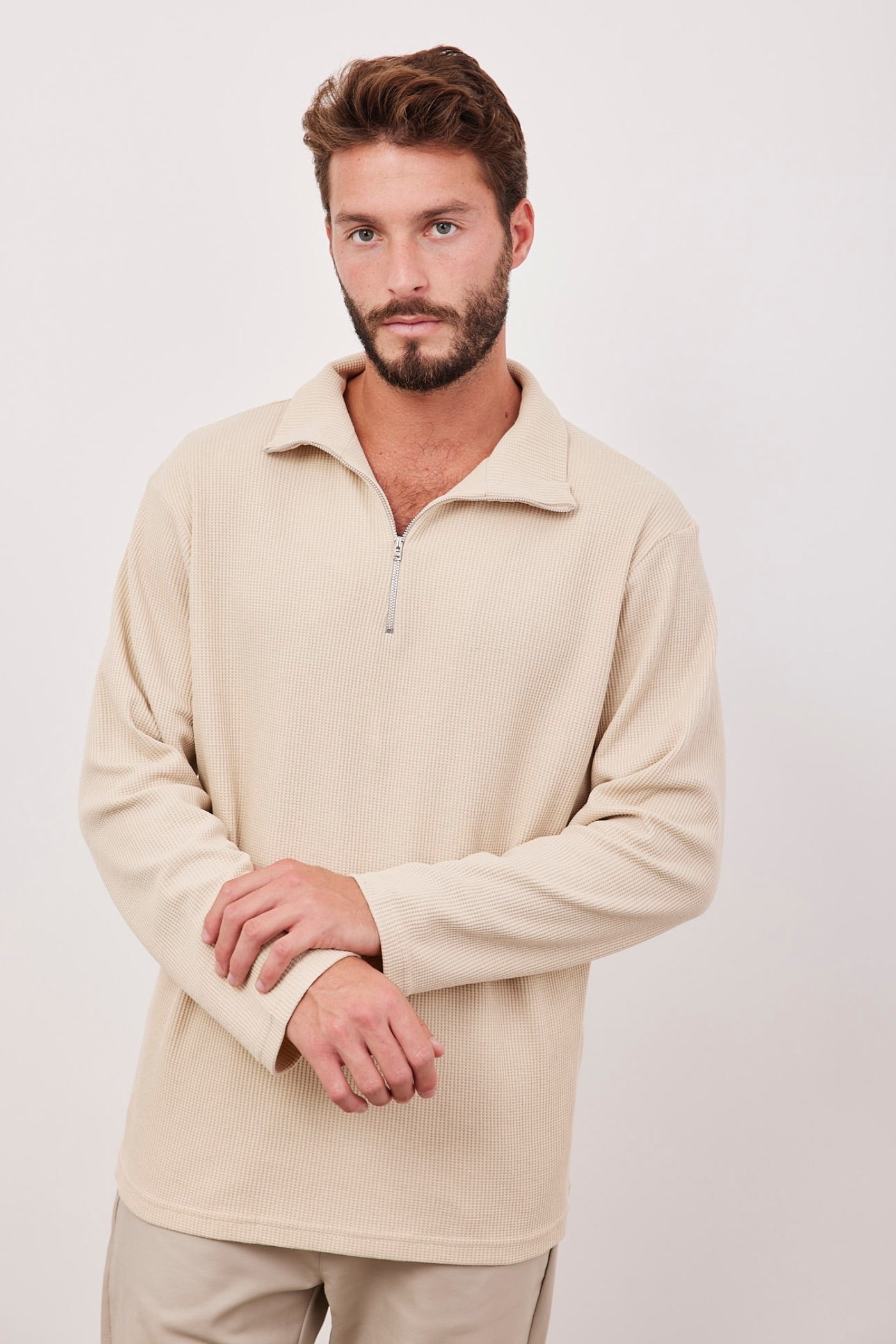 חולצת פיקה עם צווארון בשילוב רוכסן - ITAY BRANDS