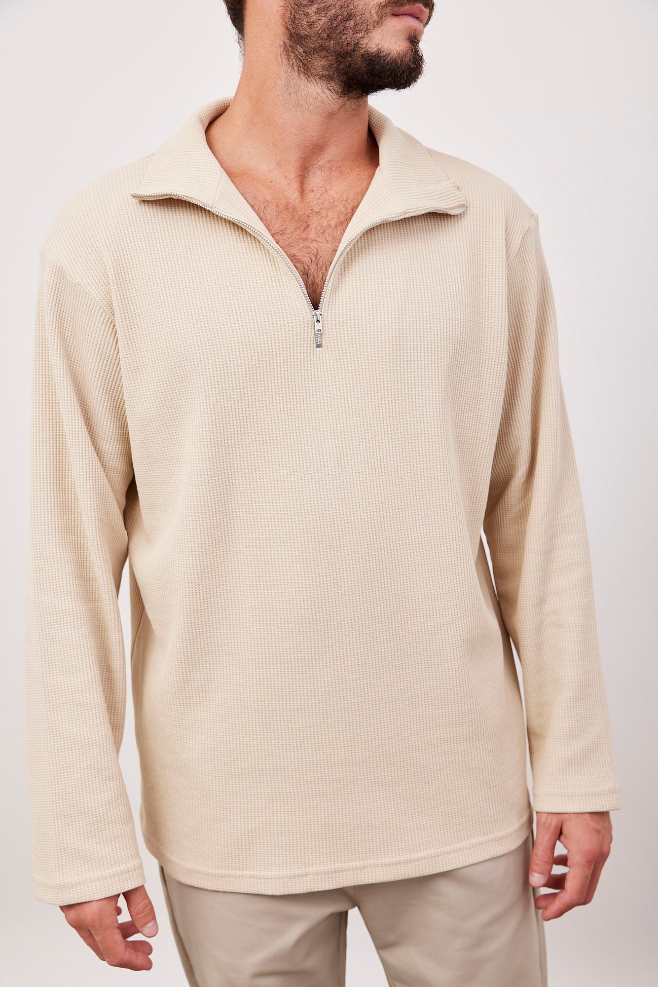 חולצת פיקה עם צווארון בשילוב רוכסן - ITAY BRANDS