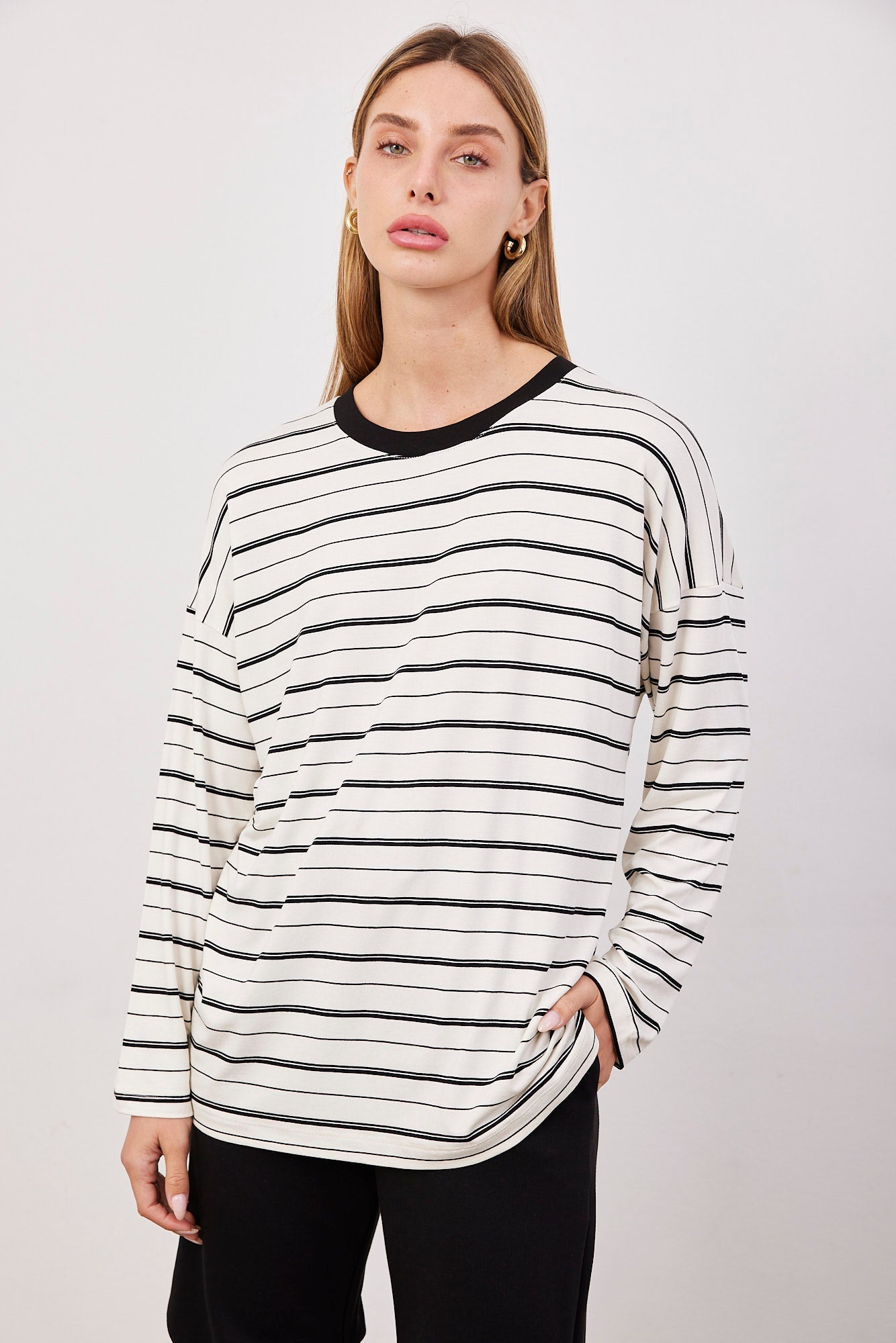 חולצת פסים אוברסייז ארוכה - ITAY BRANDS