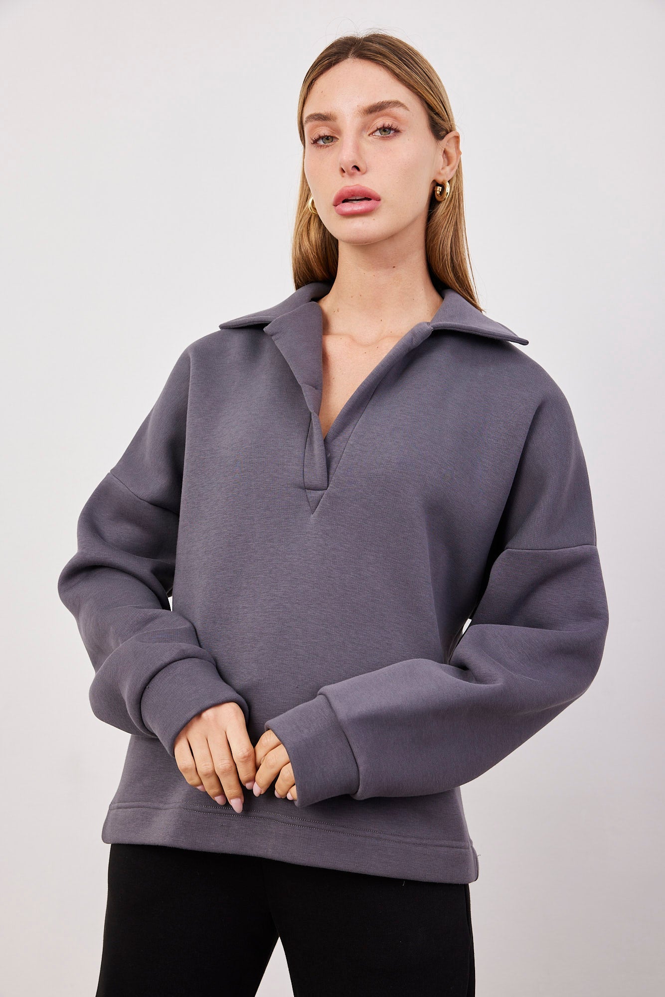 סווטשרט אוברסייז עם צווארון פולו - ITAY BRANDS