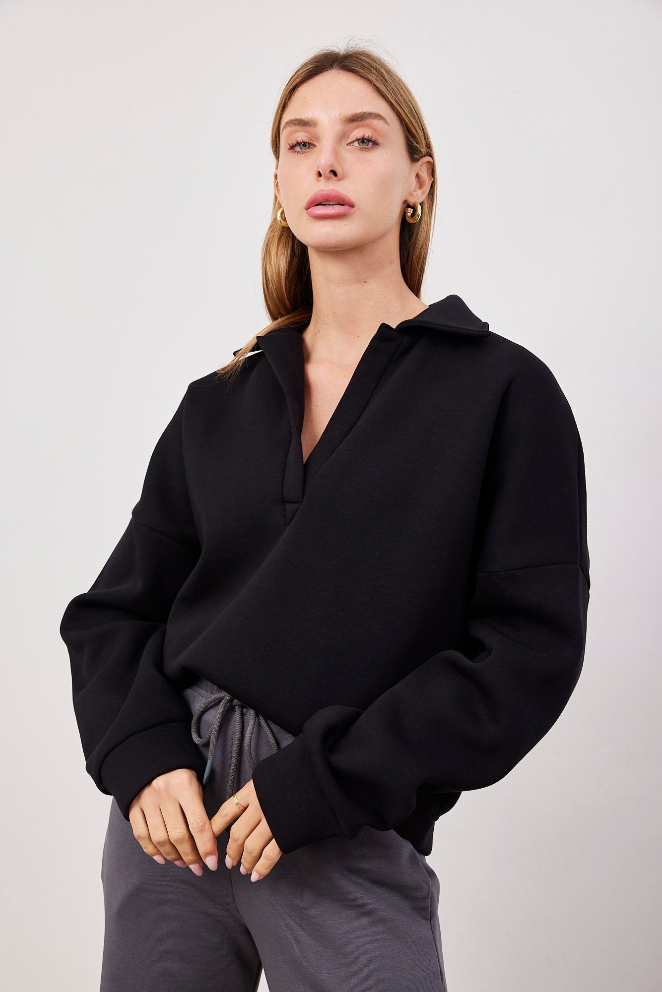 סווטשרט אוברסייז עם צווארון פולו - ITAY BRANDS