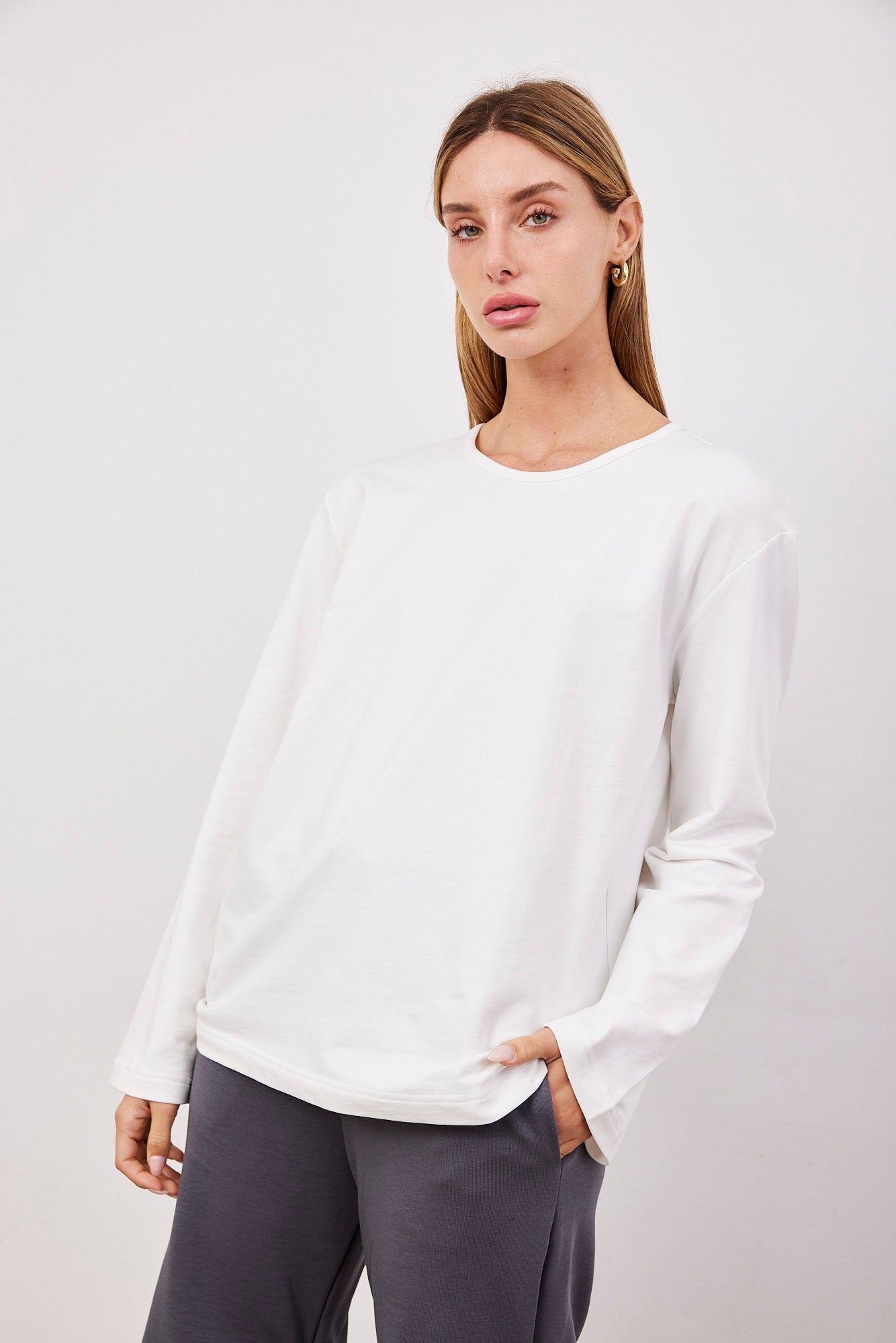 חולצת בייסיק ארוכה בגזרה רחבה - ITAY BRANDS