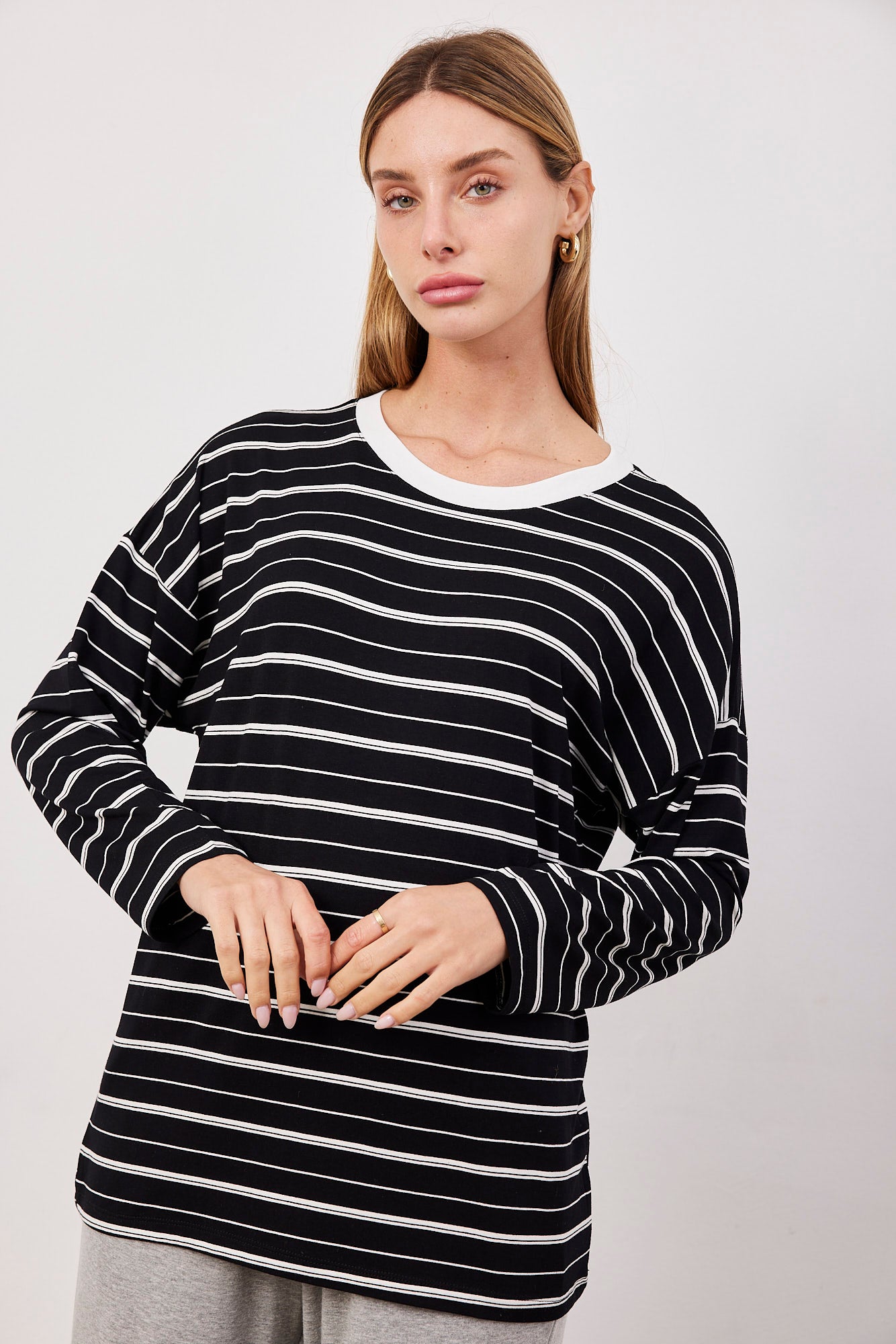 חולצת פסים אוברסייז ארוכה - ITAY BRANDS