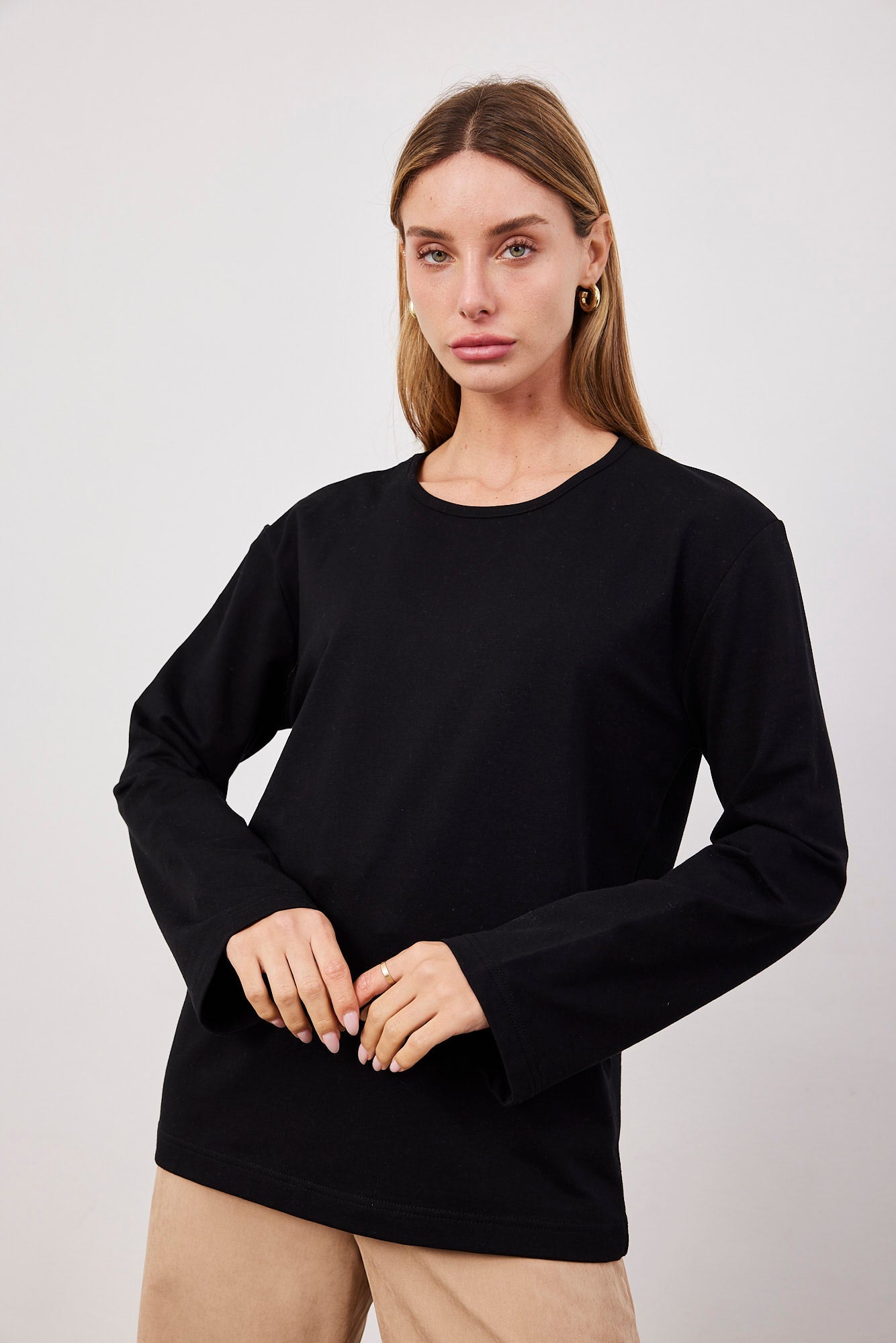 חולצת בייסיק ארוכה בגזרה רחבה - ITAY BRANDS