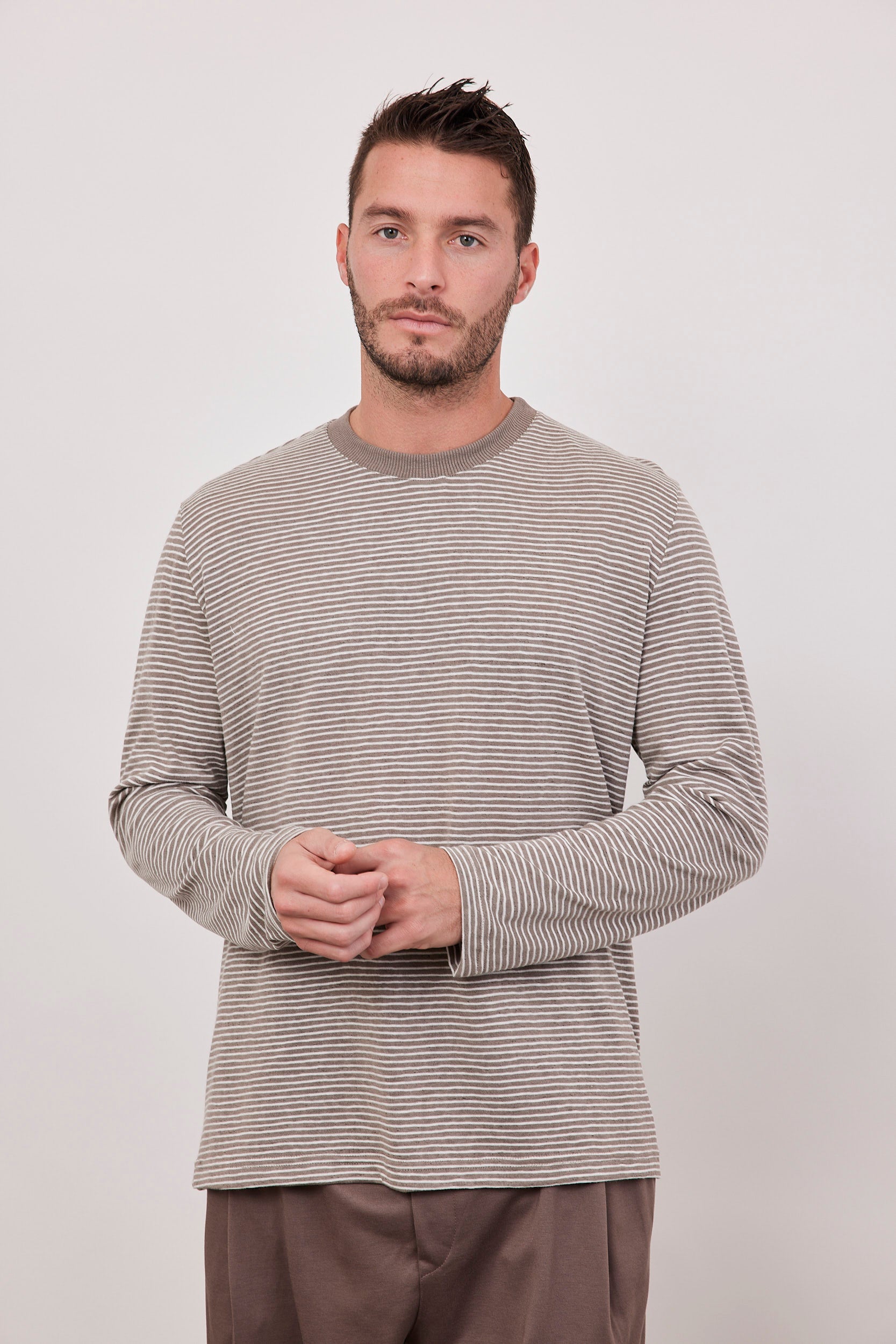 חולצת סריג דקה בהדפס פסים