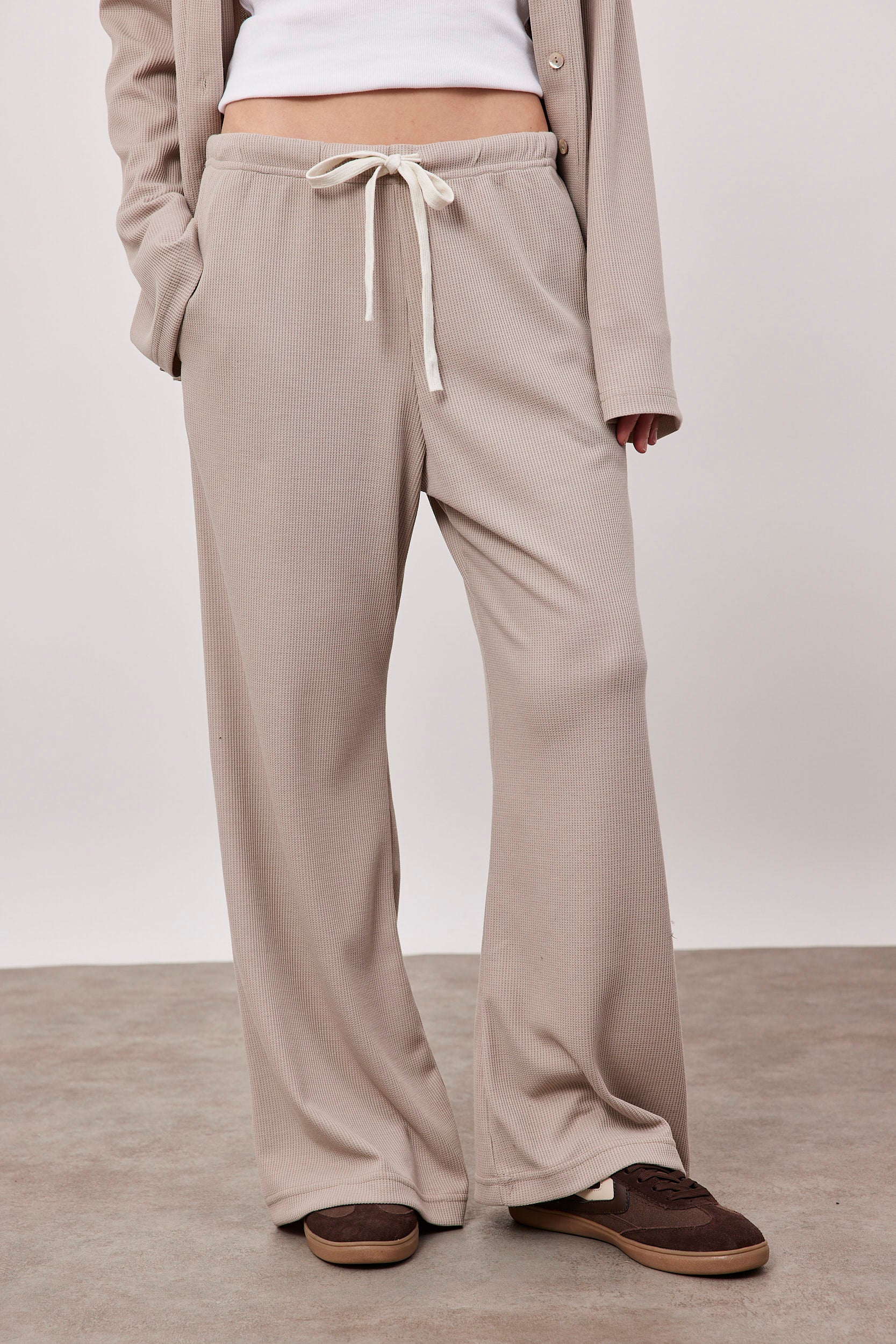 מכנסי וופל ארוכים עם שרוך