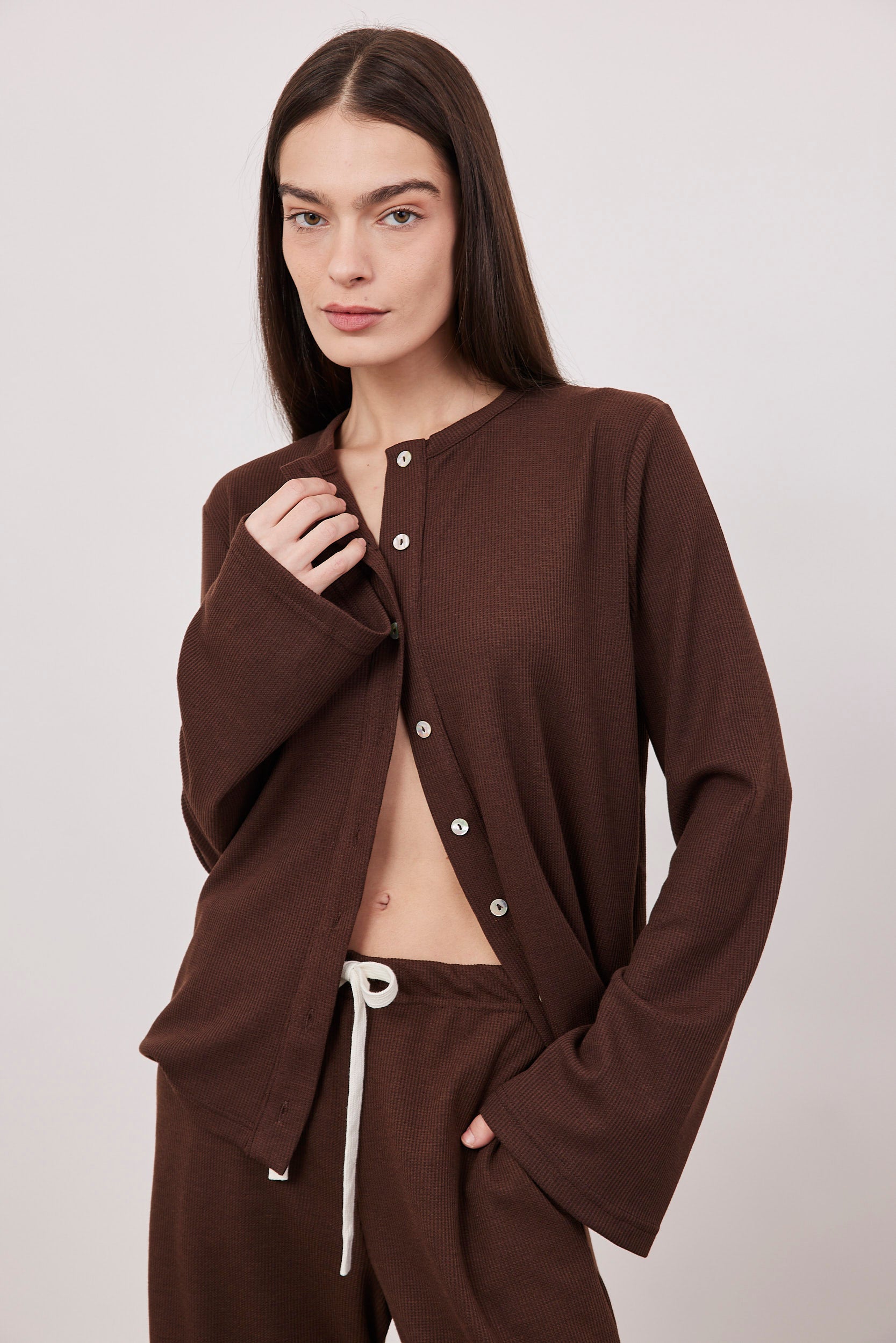 קרדיגן וופל שרוול מתרחב