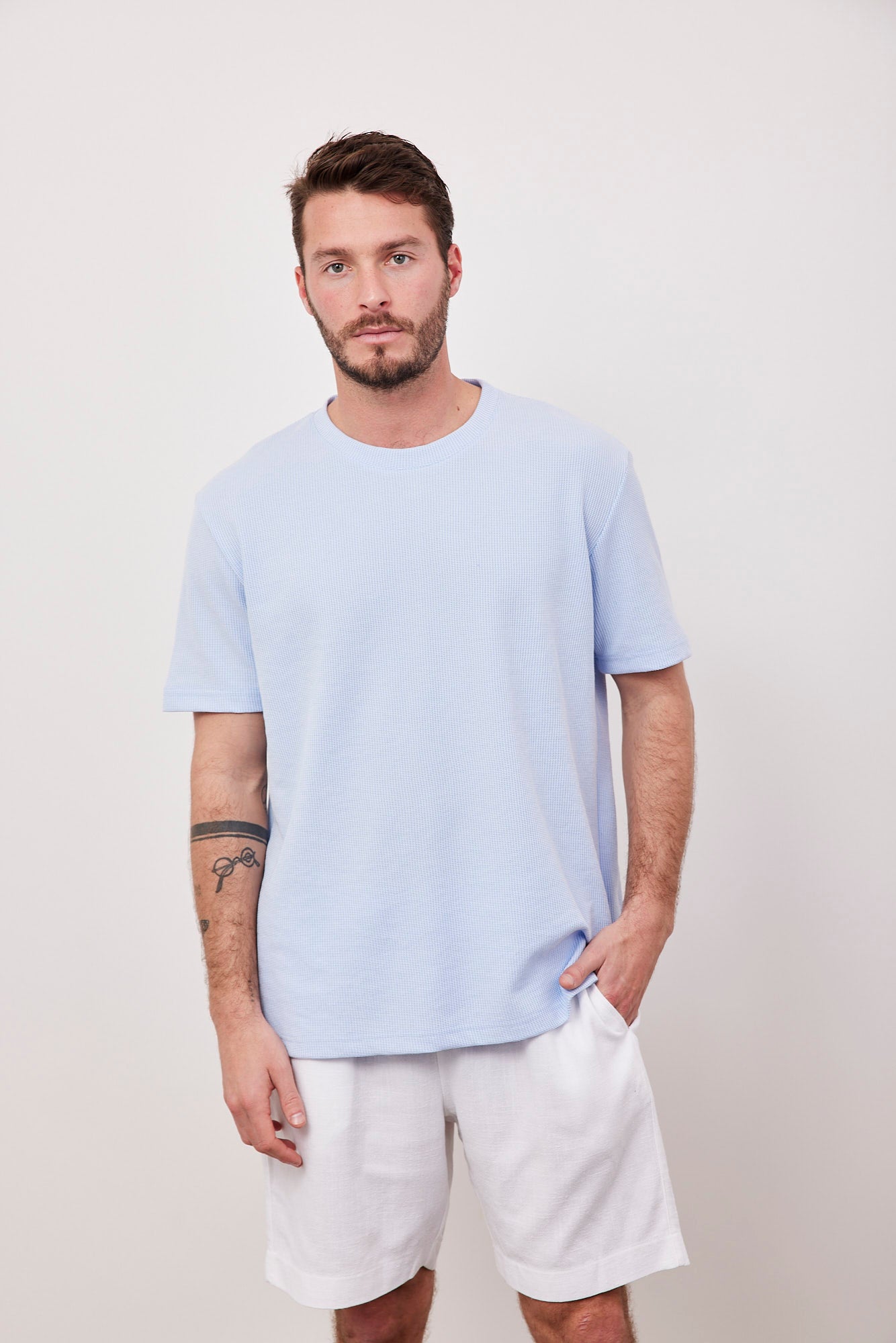 מכנסי ברמודה בשילוב בד פשתן - ITAY BRANDS