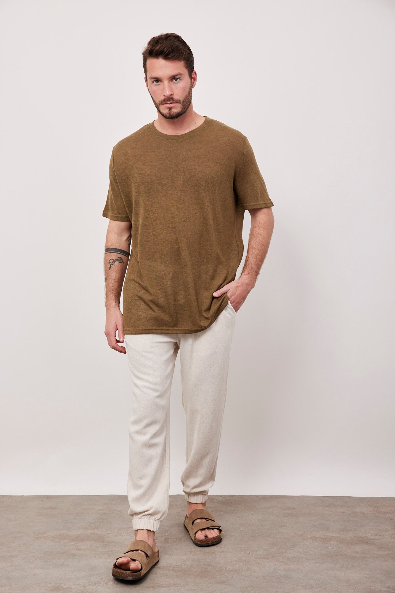 מכנסיים ארוכים בשילוב פשתן - ITAY BRANDS