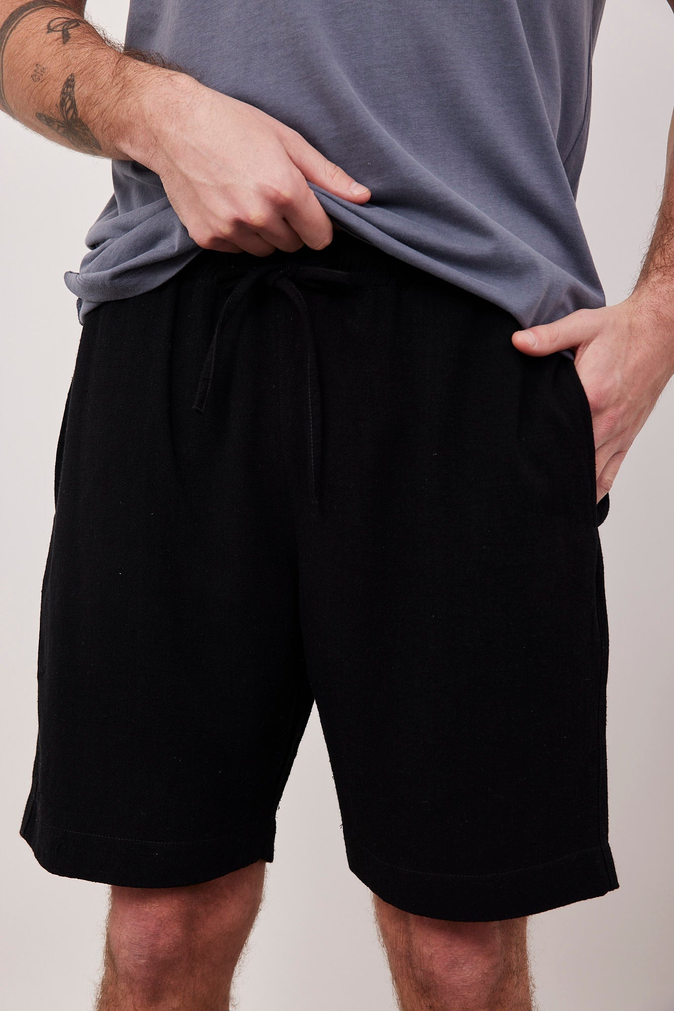 מכנסי ברמודה בשילוב בד פשתן - ITAY BRANDS