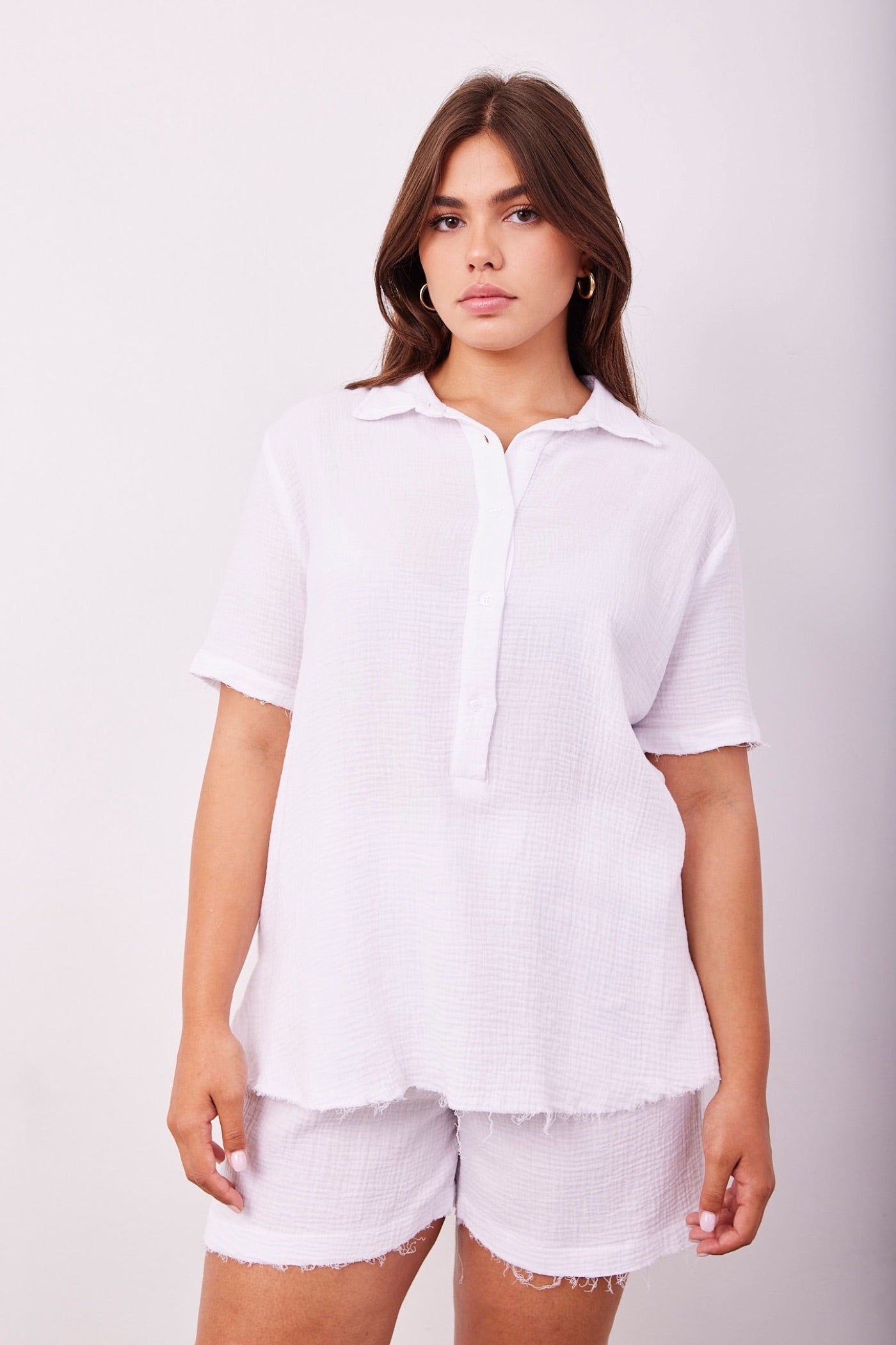 חליפת טטרה קצרה בשילוב כפתורים - ITAY BRANDS