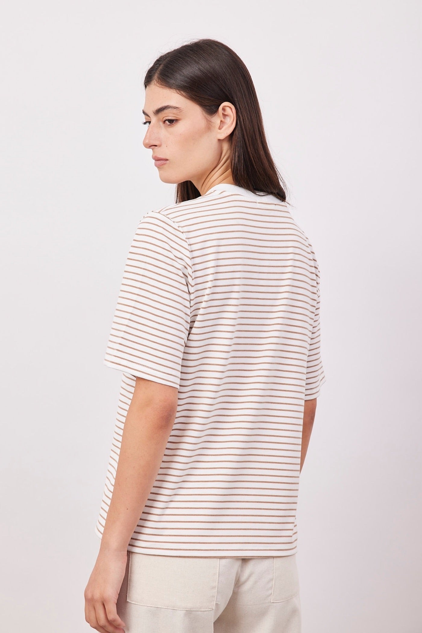 טי-שרט פסים אוברסייז צווארון ריב - ITAY BRANDS