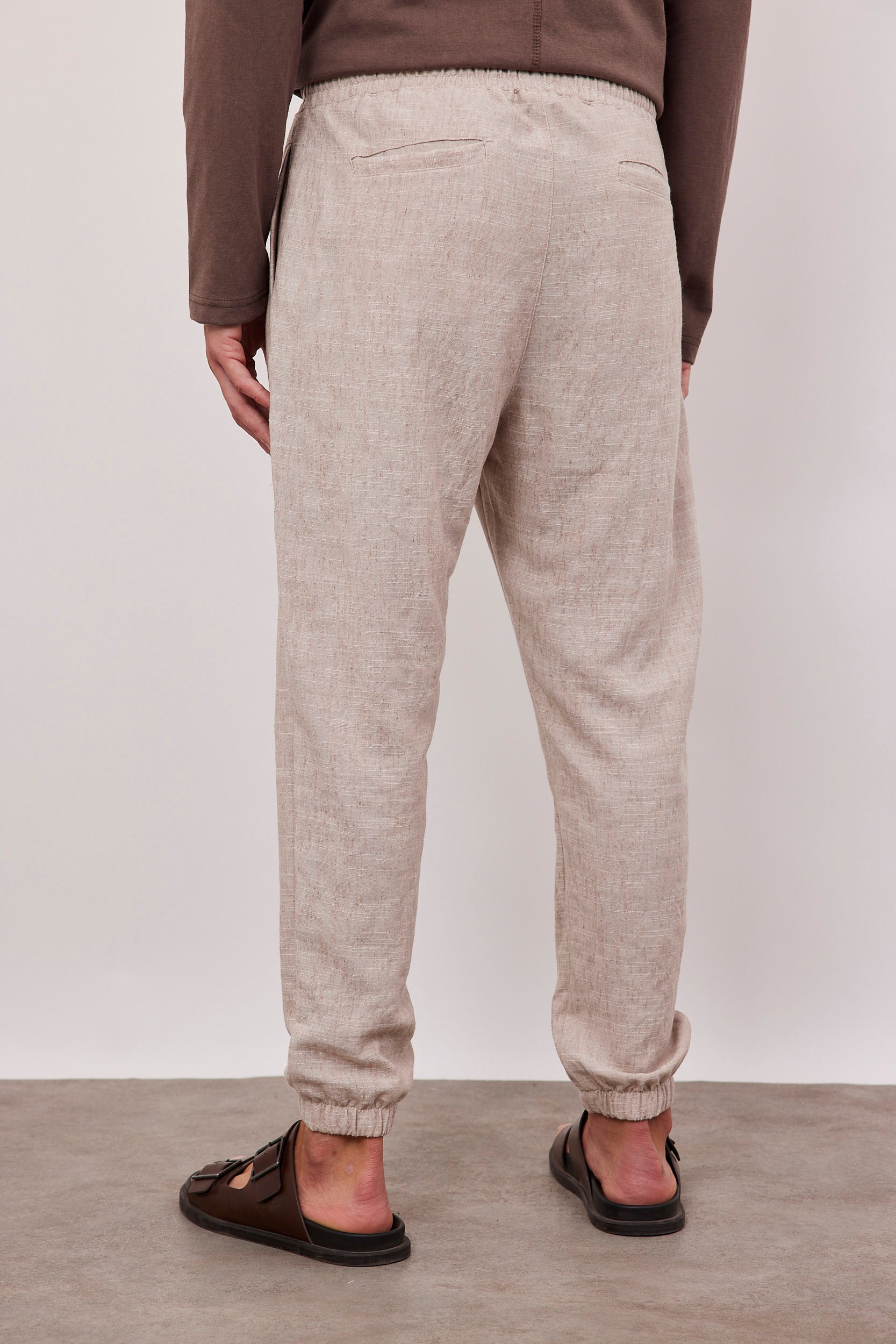 מכנסיים בשילוב פשתן עם גומי