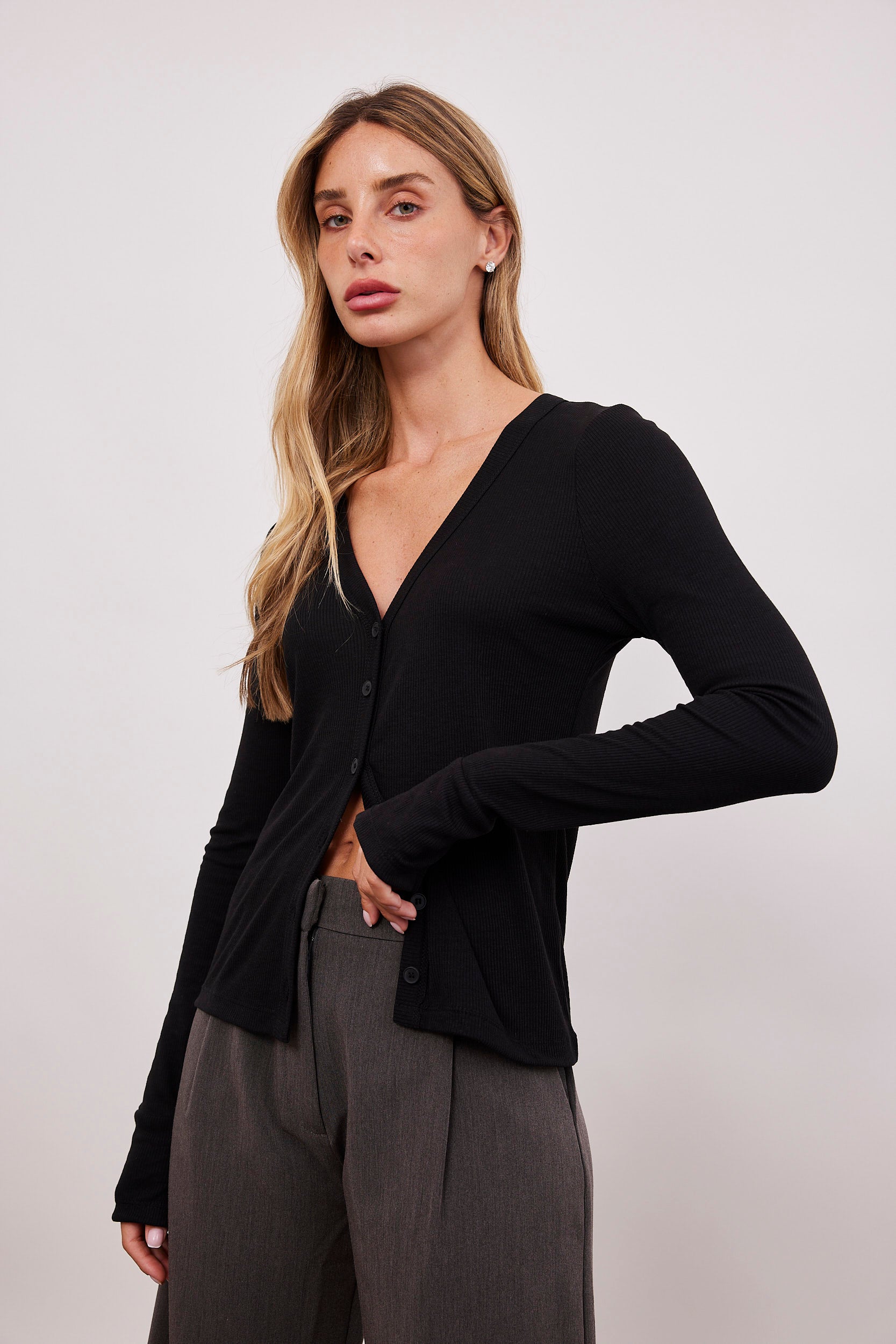 חולצת ריב ארוכה מכופתרת