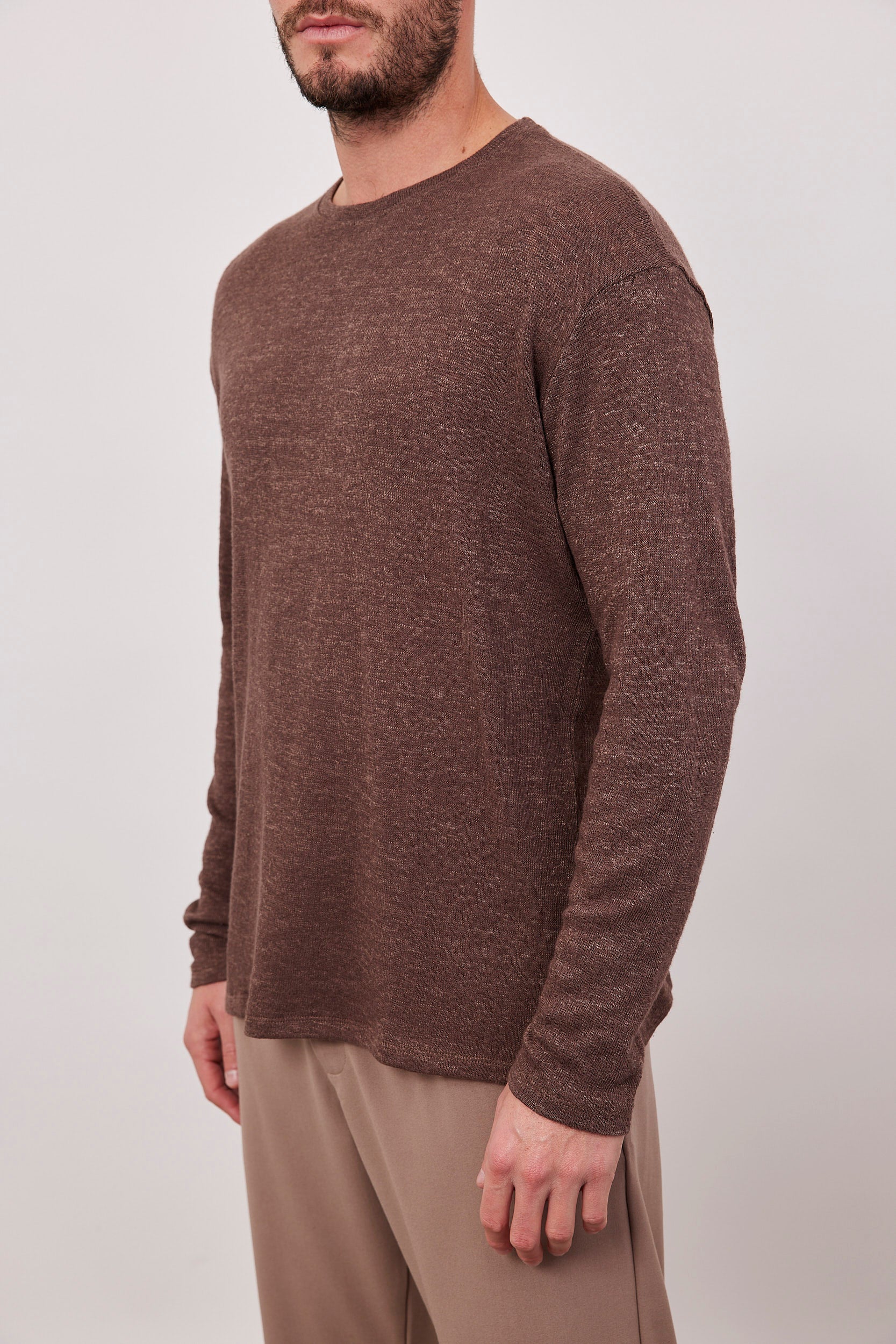 חולצה ארוכה בטקסטורה מפתח עגול