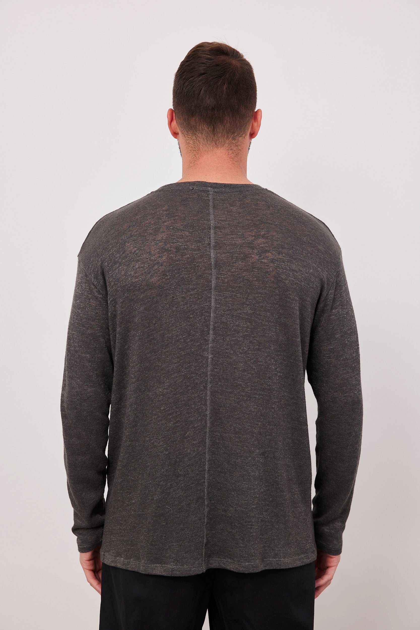 חולצה ארוכה בטקסטורה מפתח עגול