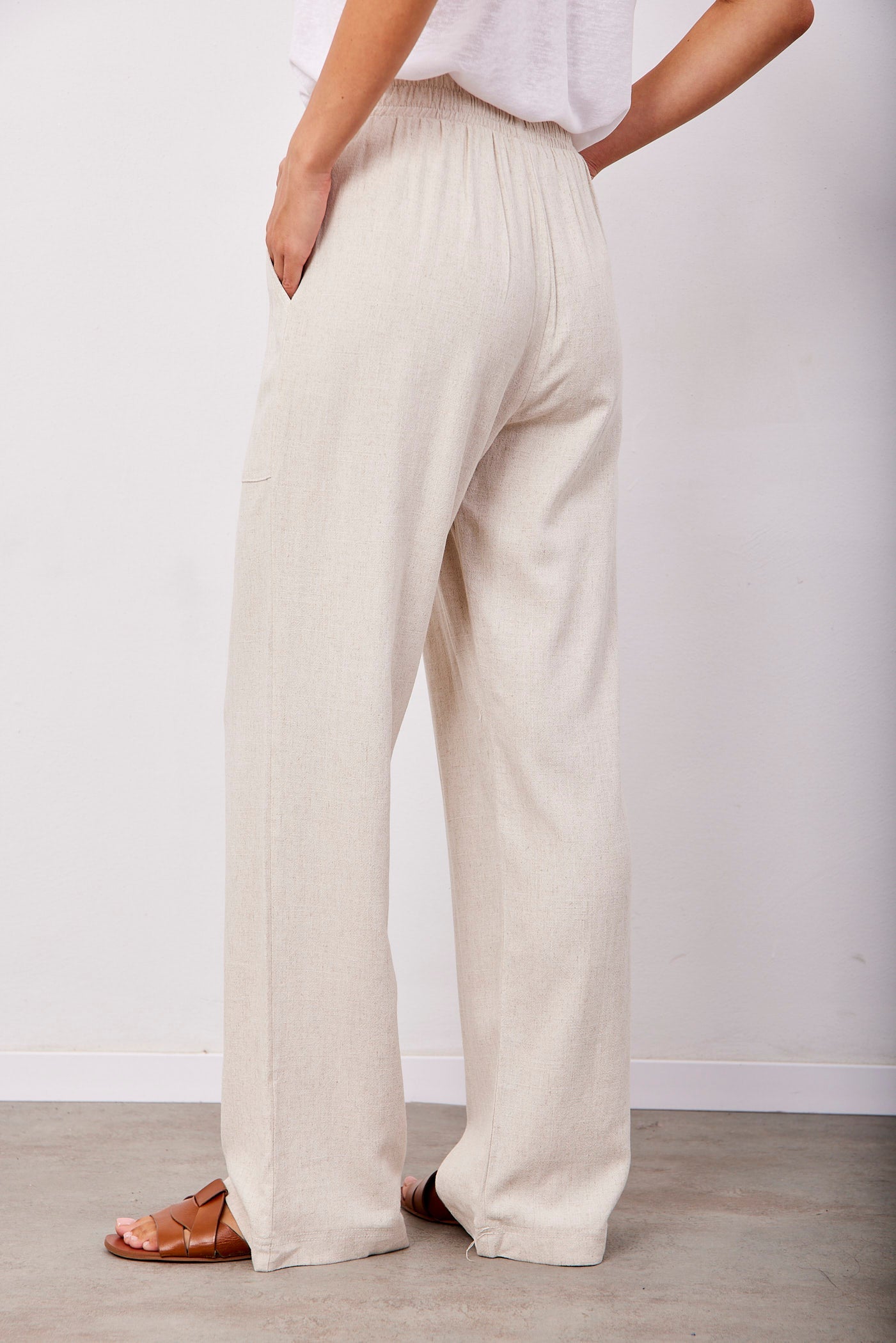 מכנסיים משולבות פשתן וכיסים מודגשים - ITAY BRANDS