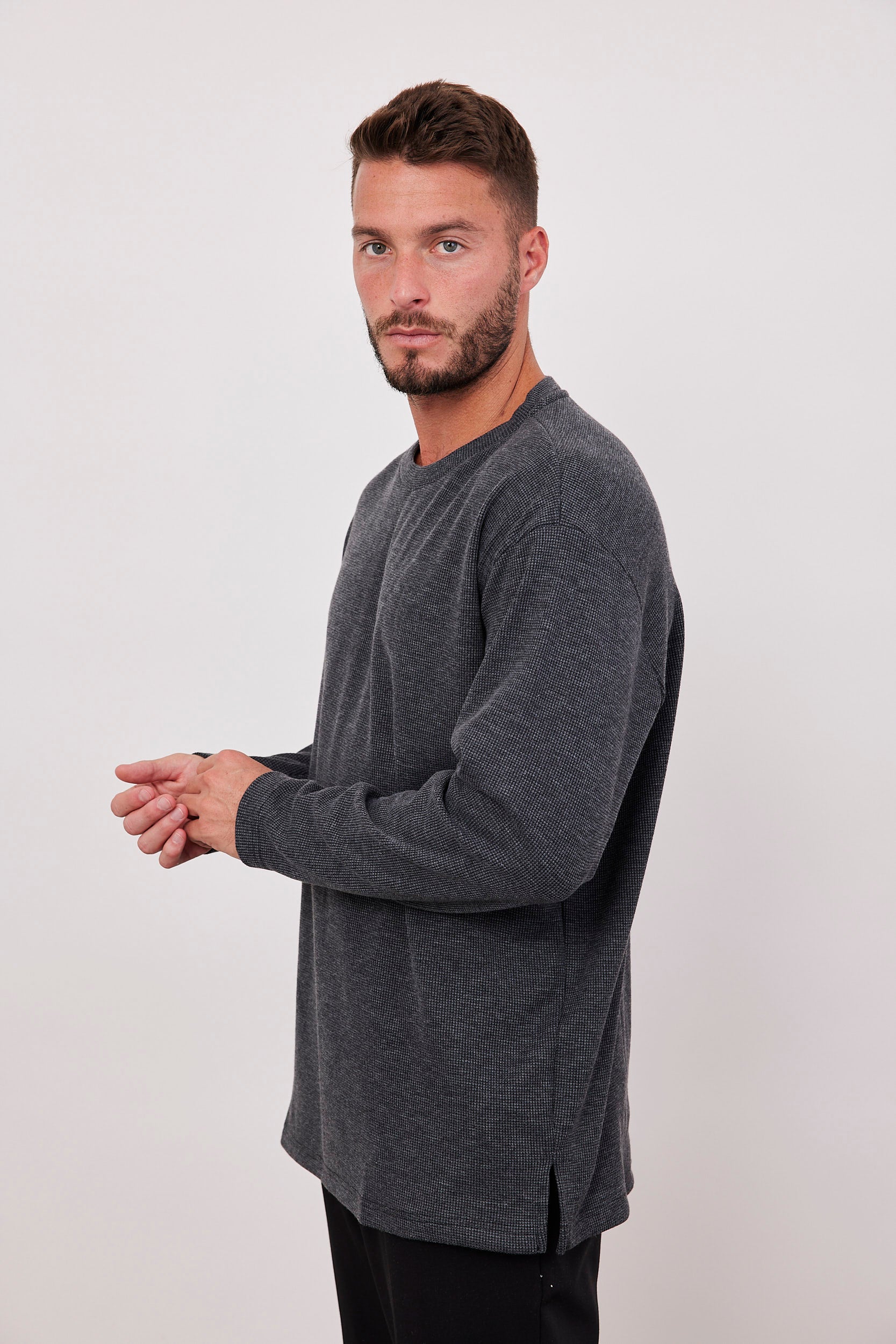 סריג ארוך מבד וופל